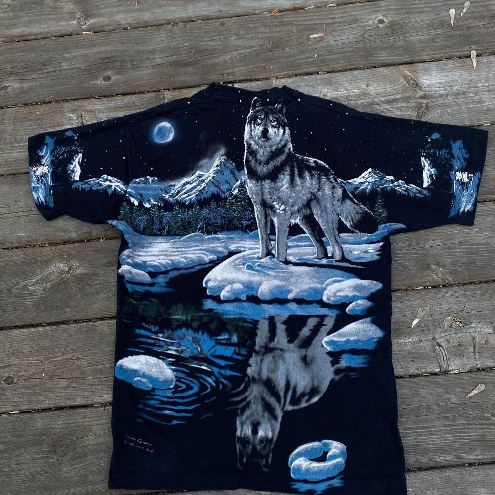 Liquid Blue × Vintage Vintage 1995 Liquid Blue T Shirt AOP Large John Connell Wolf Size US L / EU 52-54 / 3 - 6 Thumbnail