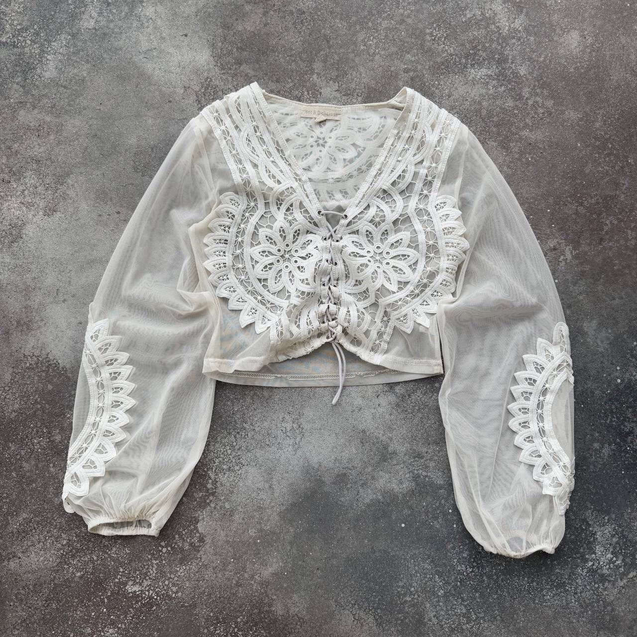Hysteric Glamour × Japanese Brand × Vintage Vintage Mesh Lace Details Long Sleeve Blouse Size M / US 6-8 / IT 42-44 - 1 Thumbnail