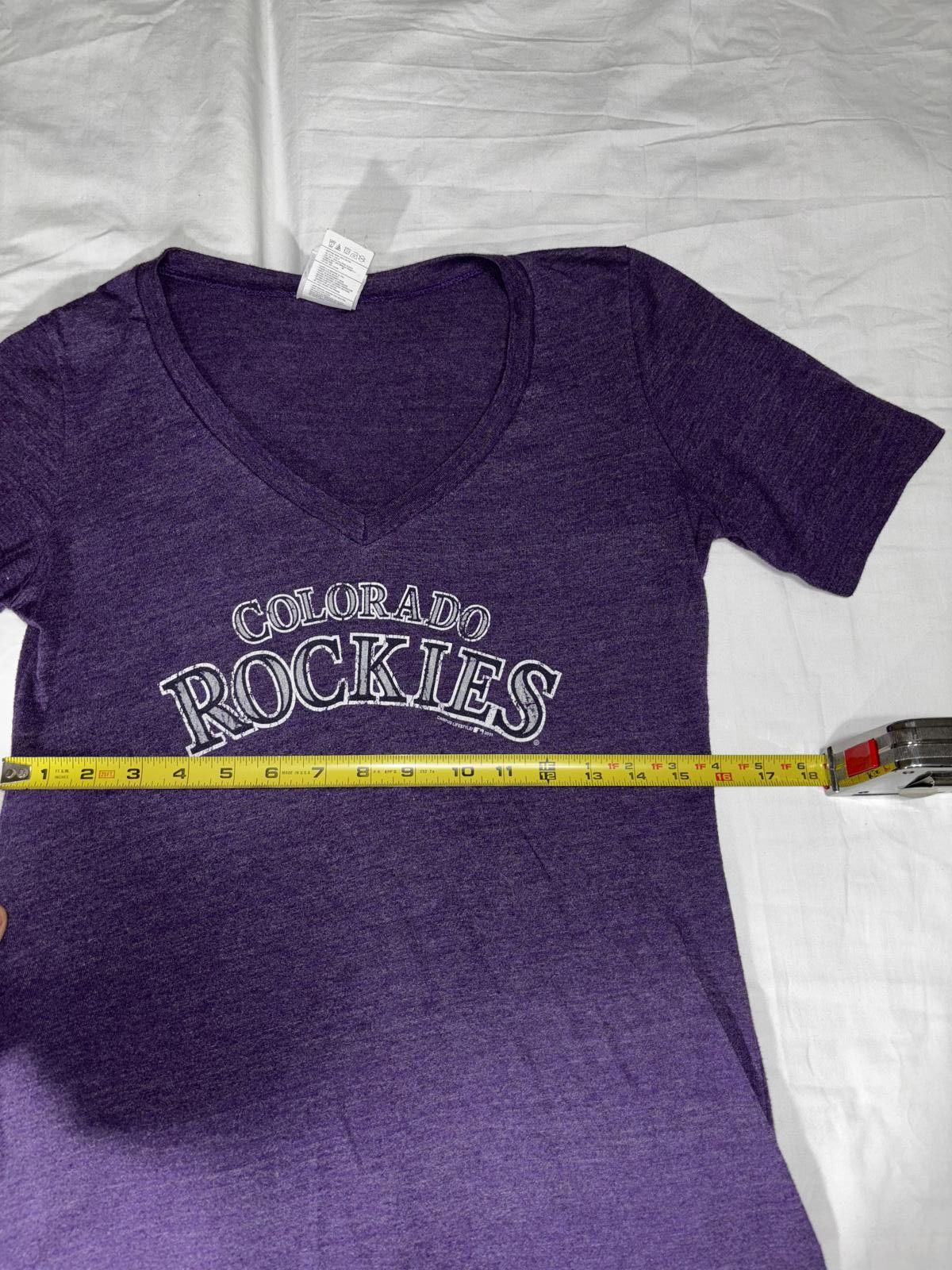 Designer Colorado Rockies V-Neck T-Shirt - Women's Casual Tee Size L / US 10 / IT 46 - 7 Thumbnail