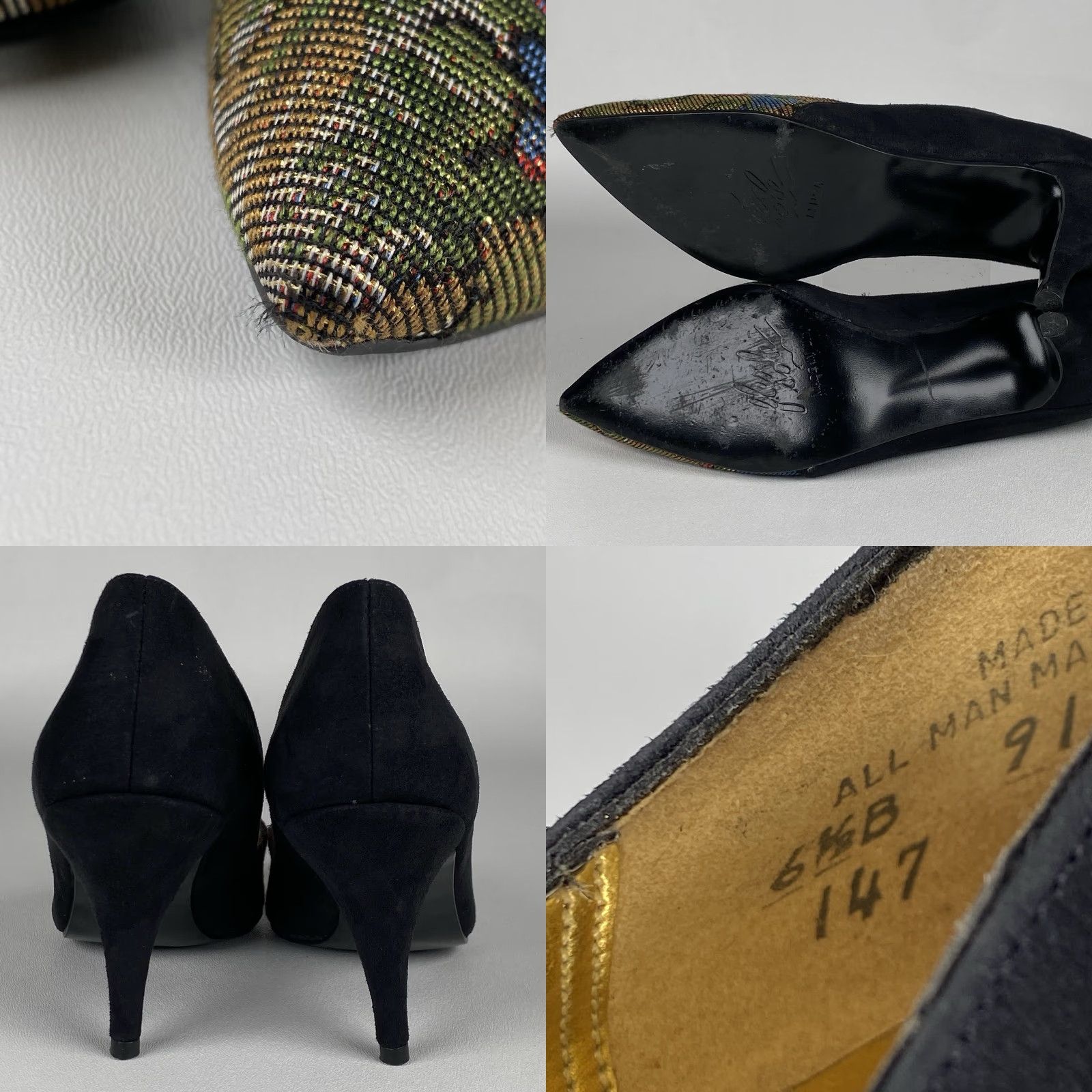 Vintage Vintage 1960s Mademoiselle Tapestry Heels Leather Size 6.5 B Women's Shoes Size US 7 / IT 37 - 8 Thumbnail