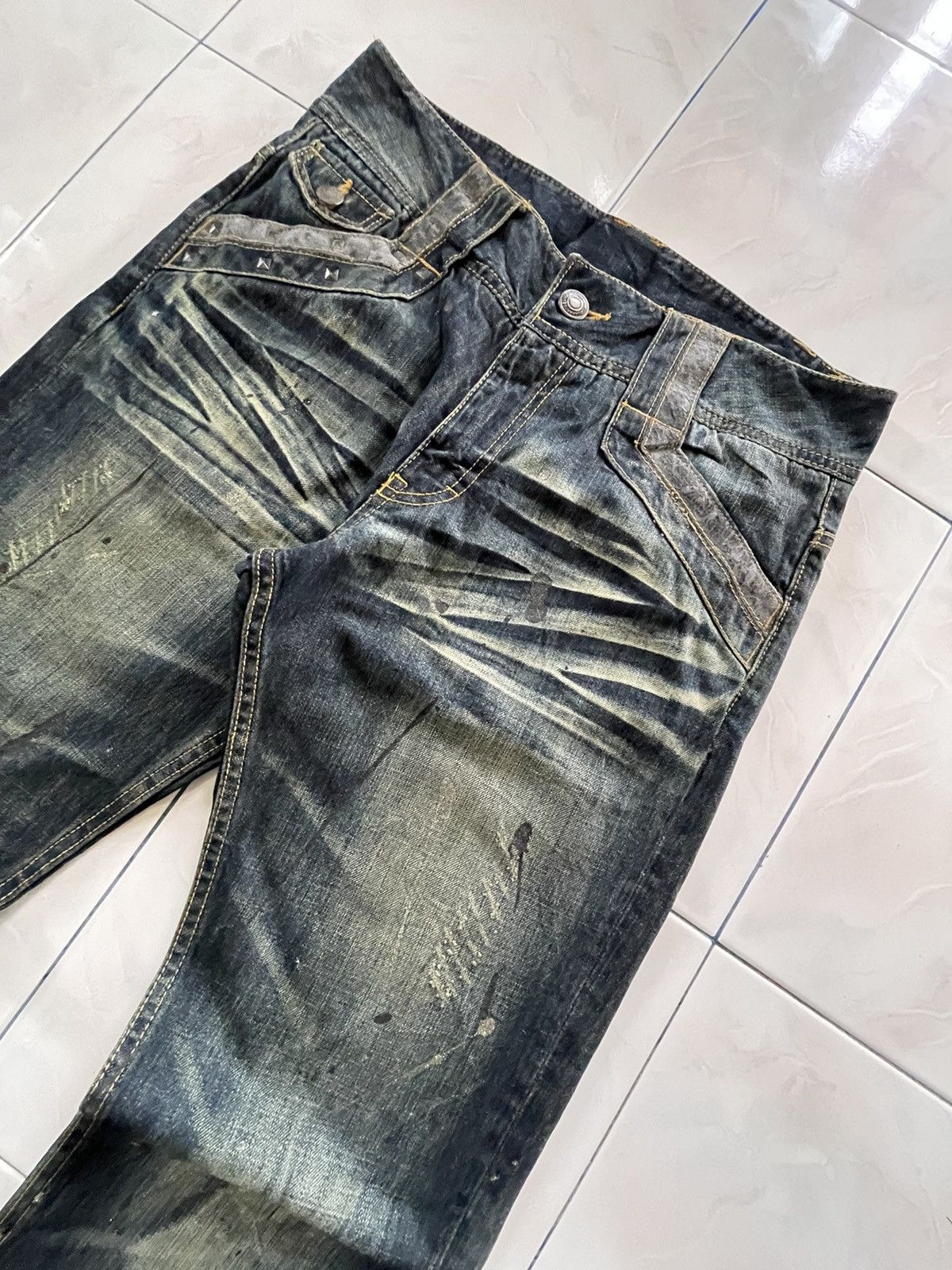 If Six Was Nine Shredded Studded Distressed Painter Japanese Brand Jeans Size US 32 / EU 48 - 6 Thumbnail