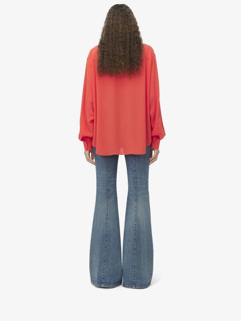 Alexander McQueen o1srvl11e0226 Exaggerated Collar Shirt In Coral Size L / US 10 / IT 46 - 6 Thumbnail