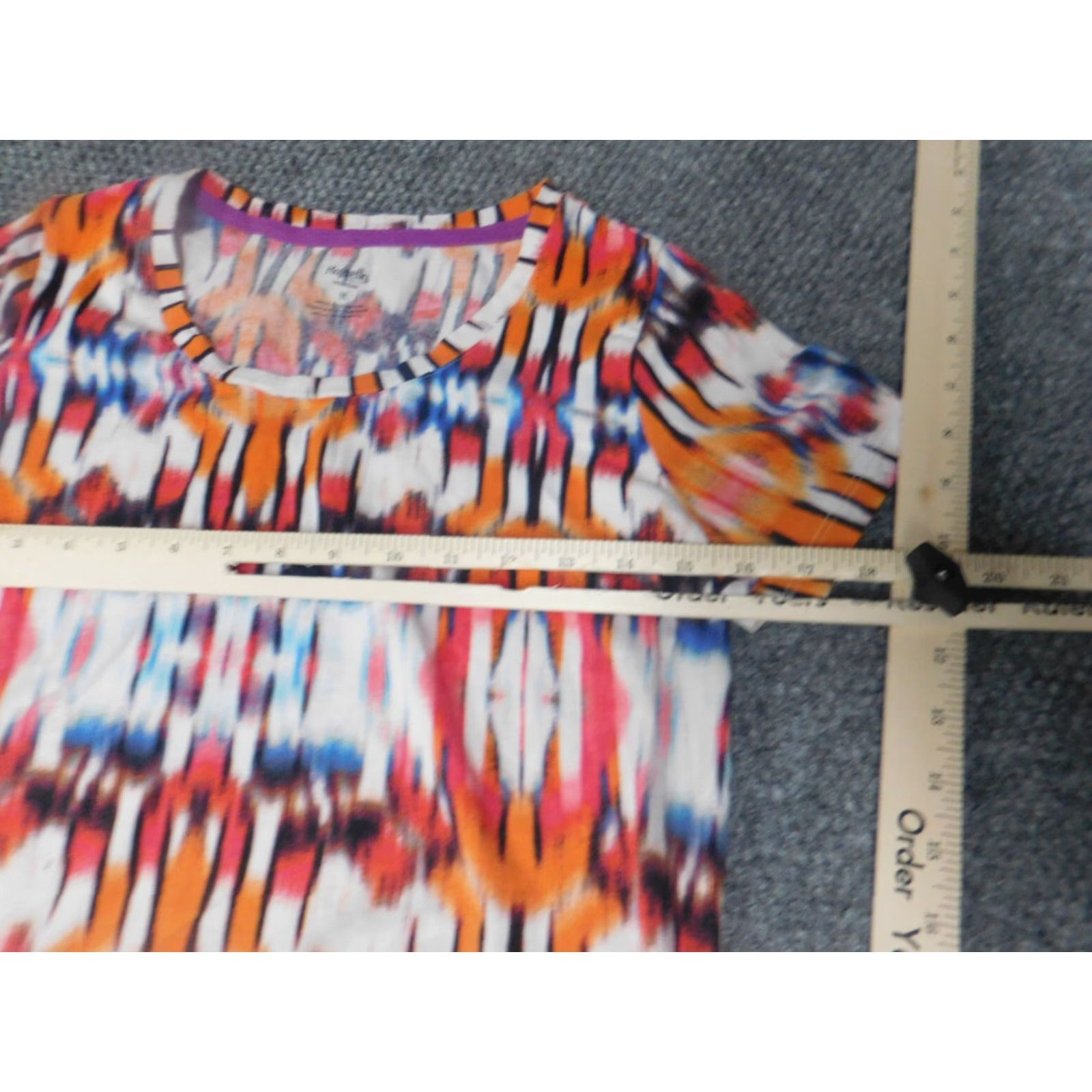 Vintage Rafaella Blouse Shirt Womens M Red Short Sleeve Crew Neck Pullover Casual Stretch Patterned Button Basic Compact Weekend Vintage No Size M / US 6-8 / IT 42-44 - 5 Thumbnail