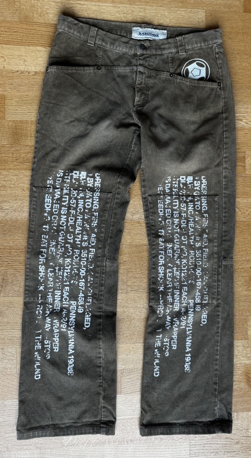 Walter Van Beirendonck NOS early 1990’s Sabotage Hand Painted Corduroy Pants Size US 33 - 1 Thumbnail