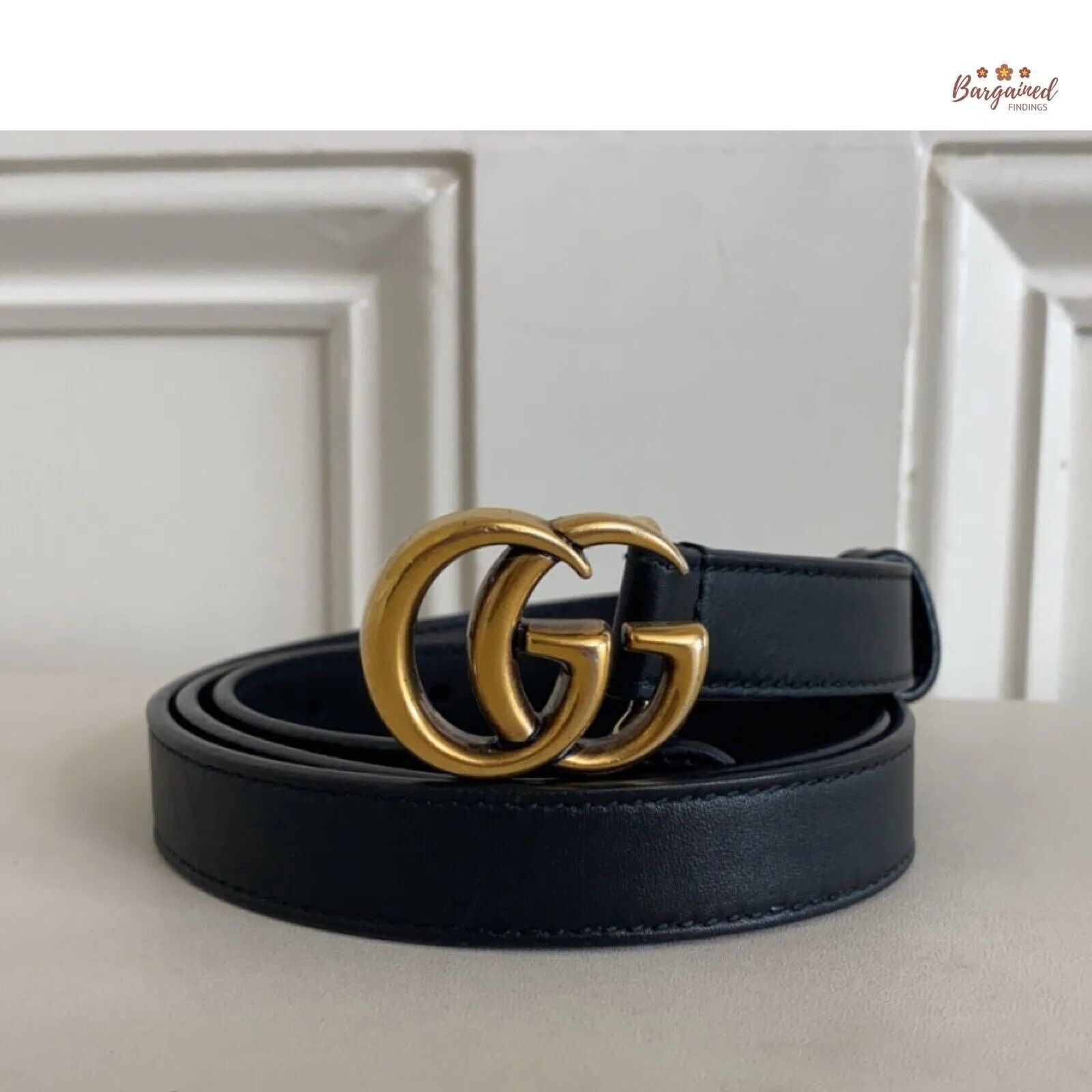 Gucci Gucci Smooth Leather Slim Signature Double G Buckle Belt Size 30 - 1 Thumbnail