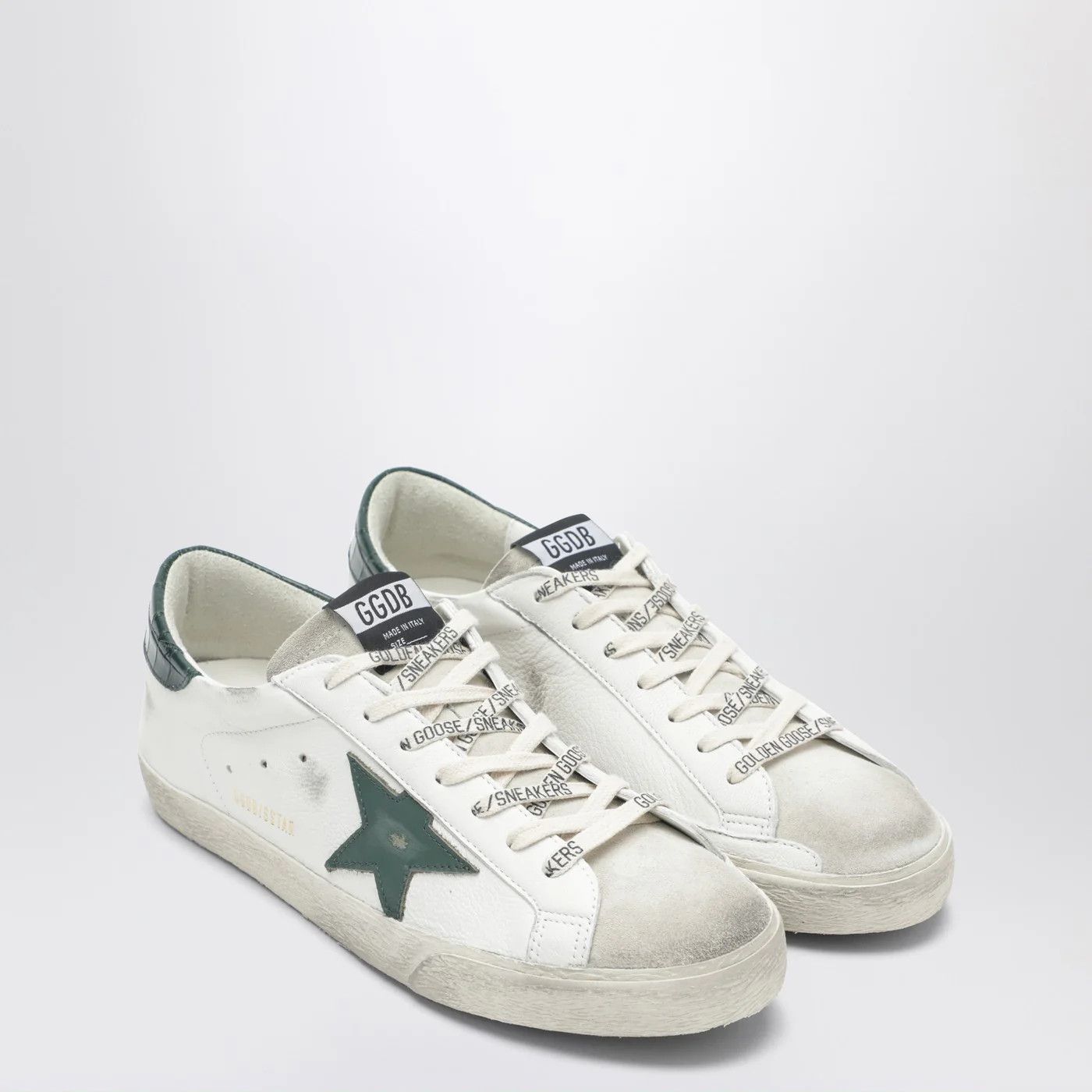 Golden Goose o1d2blof0426 Super-Star Low-Top Sneakers in White/Green Size US 12 / EU 45 - 2 Thumbnail