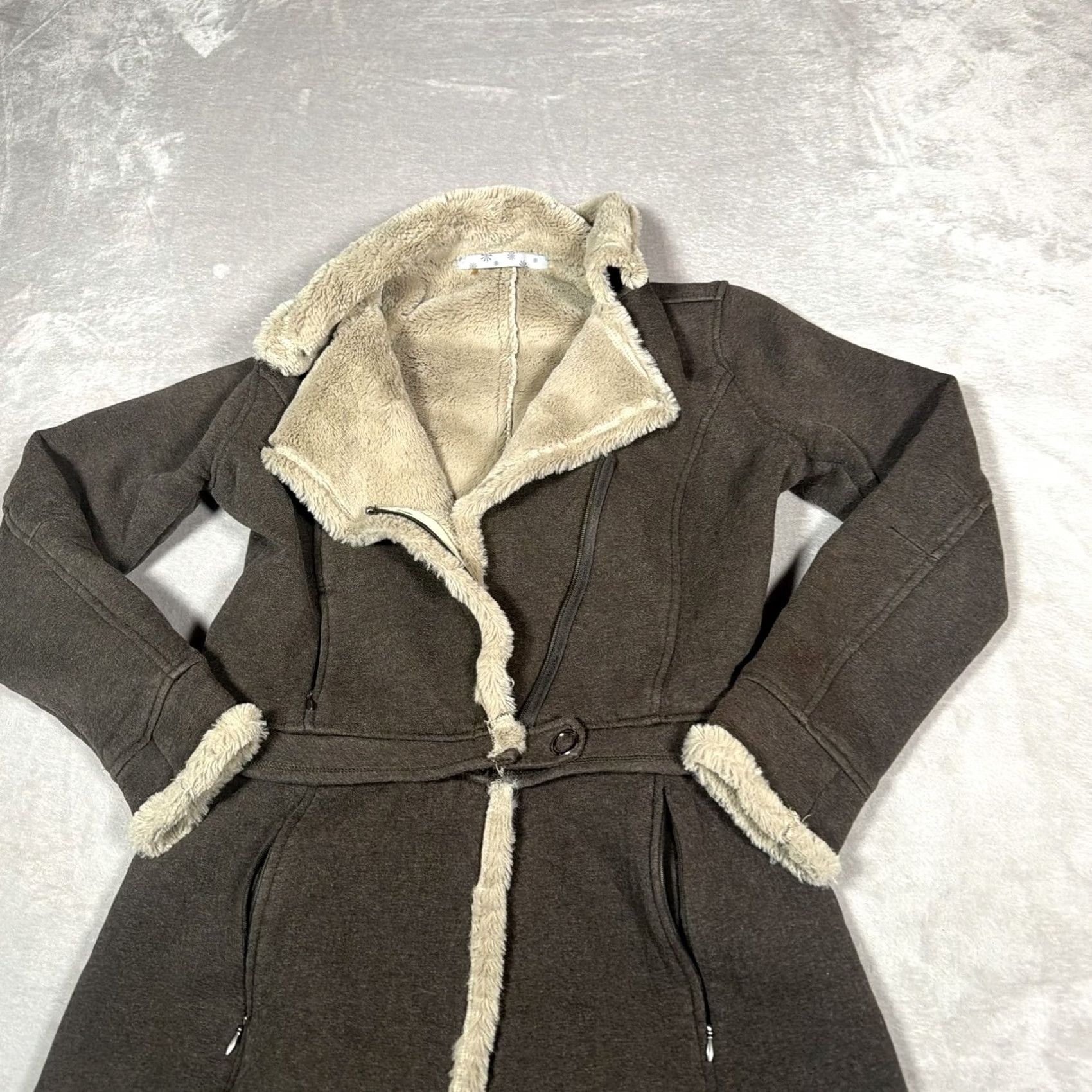 Athleta Athleta Jacket Womens Medium Brown Faux Suede Shearling Lined Convertible Motorcycle Jacket Size M / US 6-8 / IT 42-44 - 5 Thumbnail