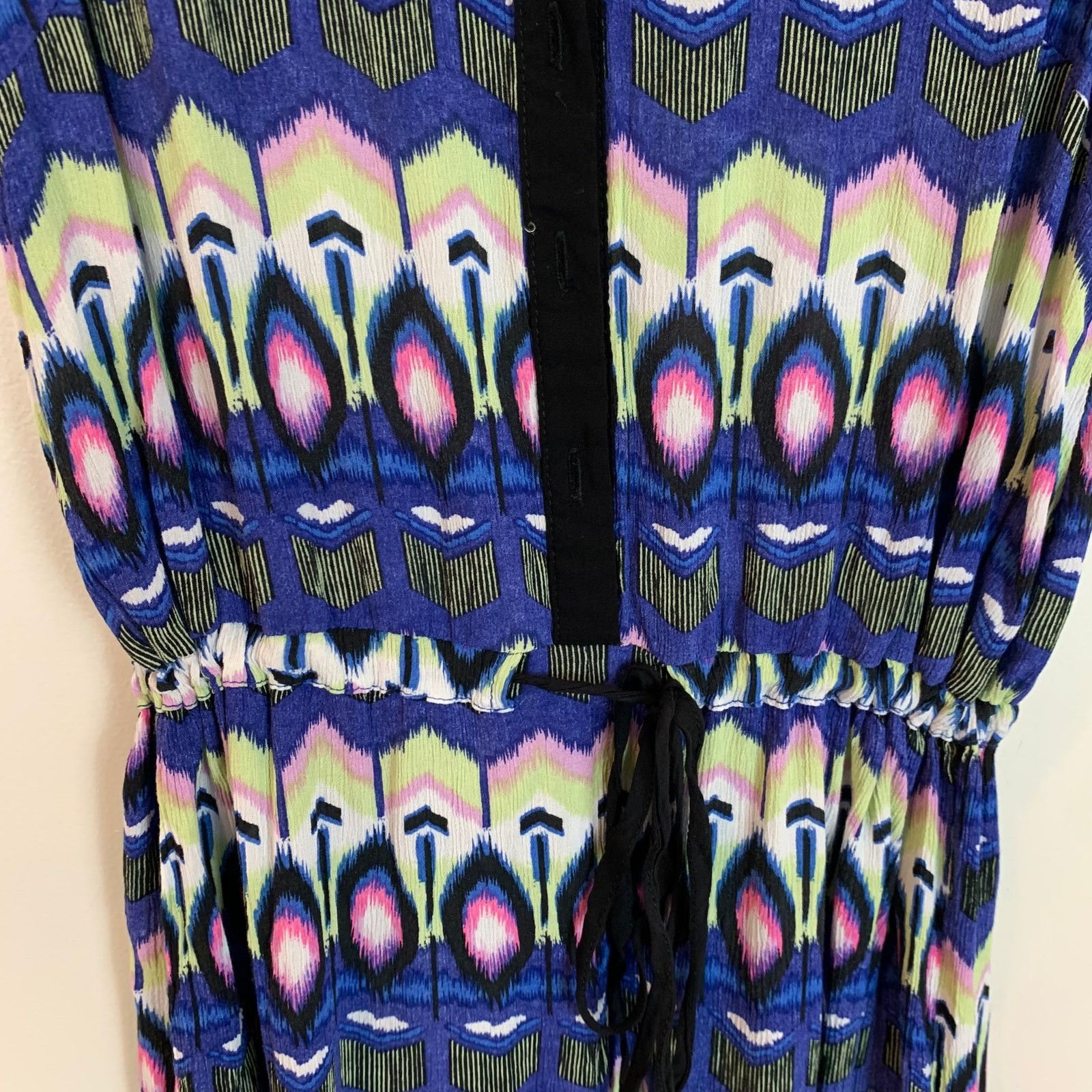 Other Millau Romper Blue Pink Ikat Button Front Cutout Back S Size 27" / US 4 / IT 40 - 6 Thumbnail