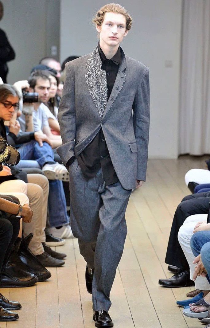 Yohji Yamamoto Yohji Yamamoto 11 SS grey striped trousers 2412-Nextarrow Size US 28 / EU 44 - 6 Thumbnail