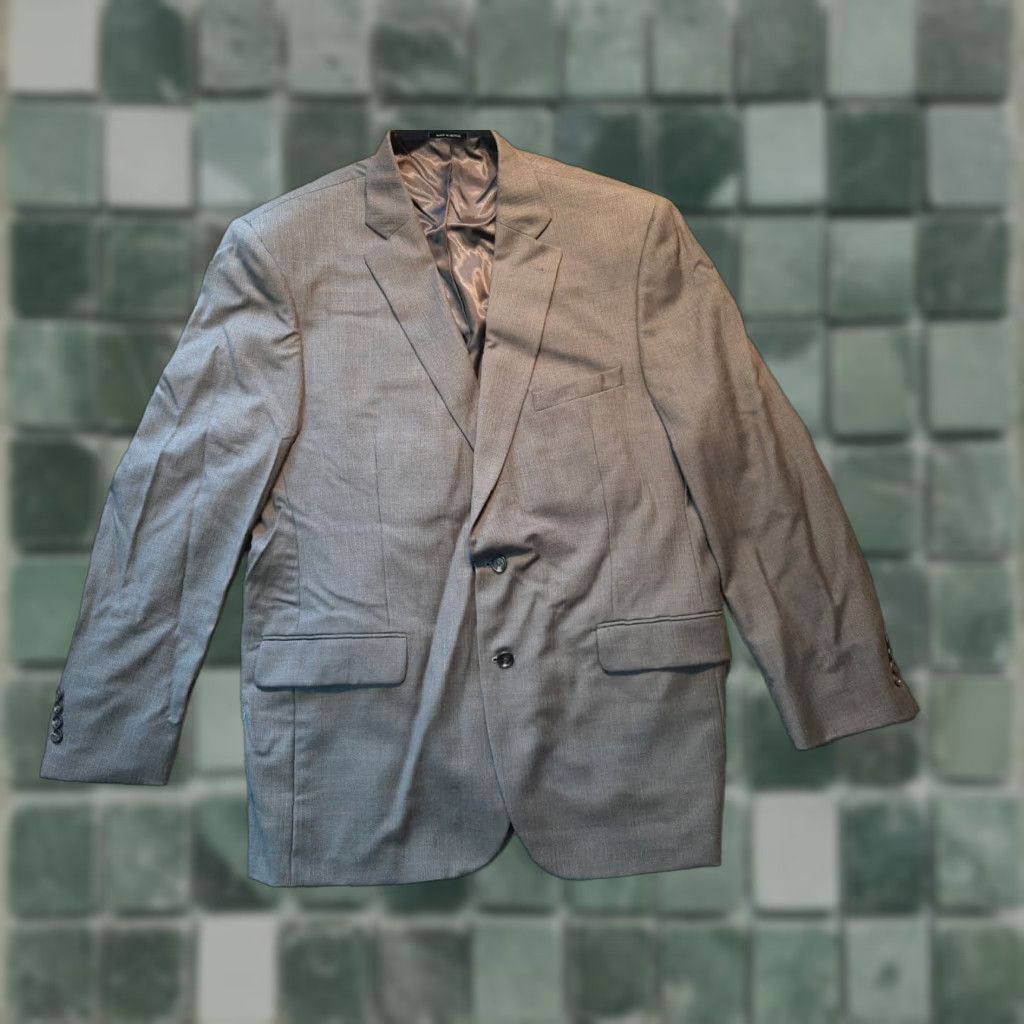Liz Claiborne Claiborne Mens Suit 46R Wool Gray Regular 2 Piece Suit Men Chest 46 Classic Solid Wool Gray Mens Size 46R - 1 Thumbnail