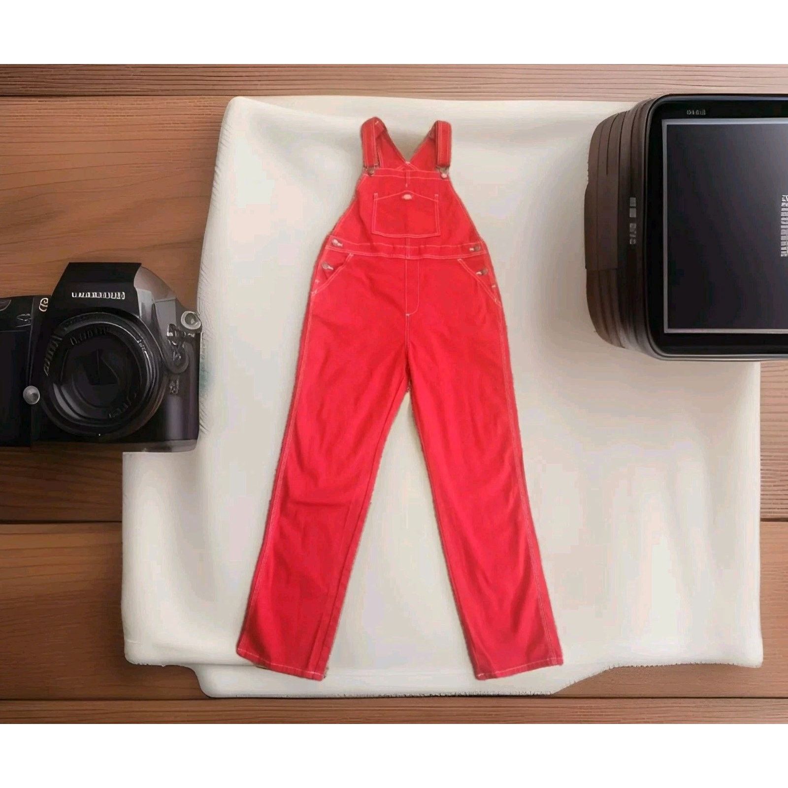 Dickies Dickies Relaxed Straight Leg Carpenter Overalls Red Women's Size 29" - 1 Thumbnail