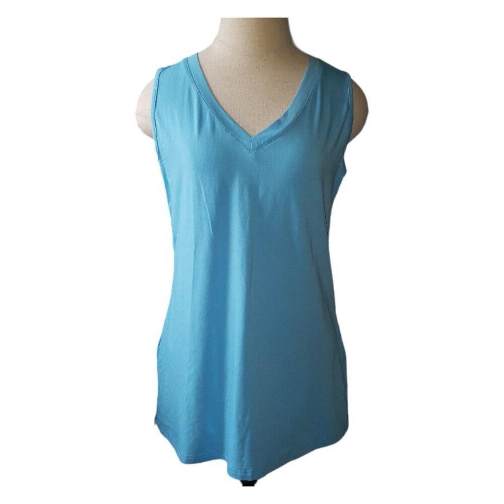 Designer CT1639 Sky Blue V-neck Tank Top M Size M / US 6-8 / IT 42-44 - 1 Thumbnail