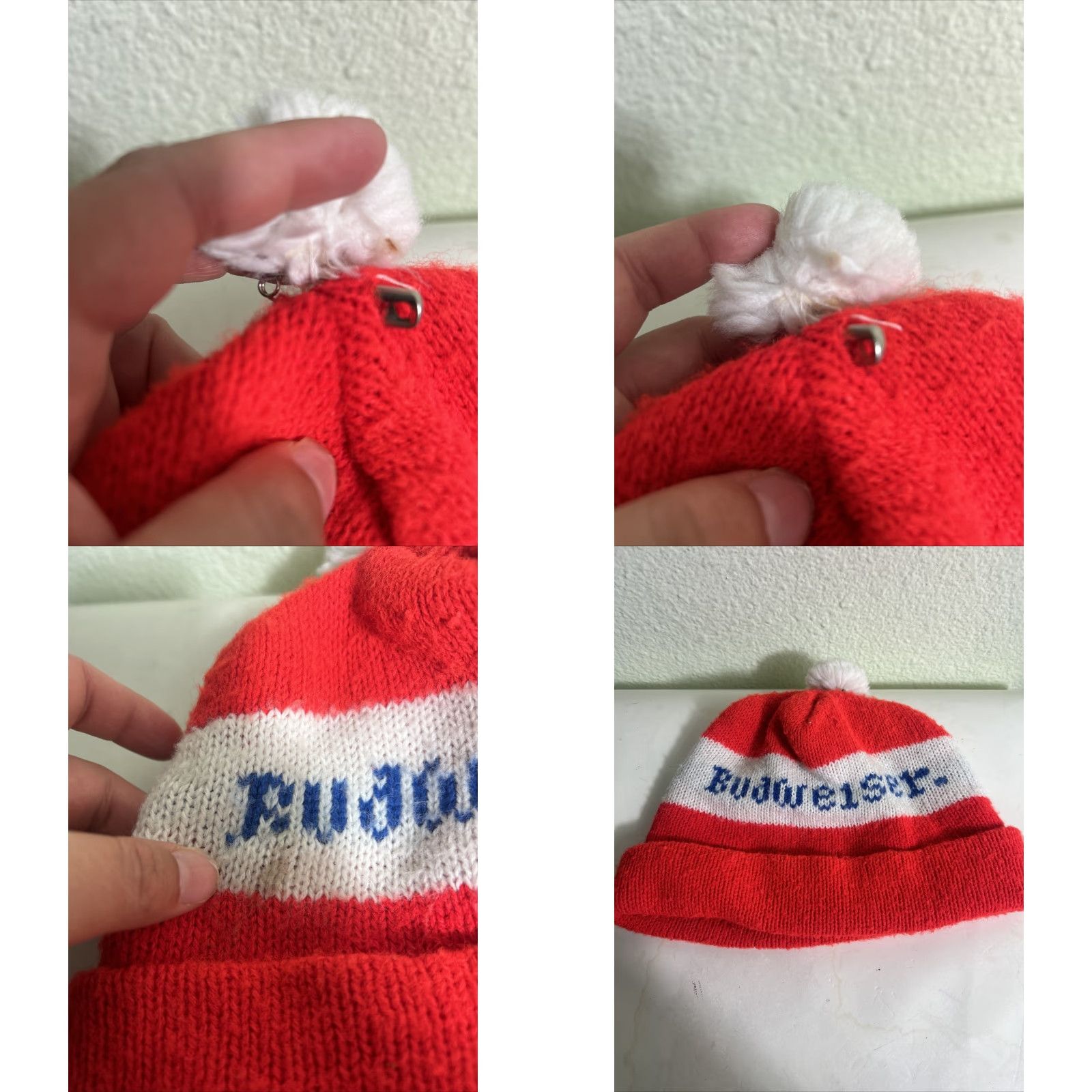 Budweiser VINTAGE Budweiser Beer Knit Beanie Ski Winter Pom Hat Stocking Cap Flaw Size ONE SIZE - 8 Thumbnail