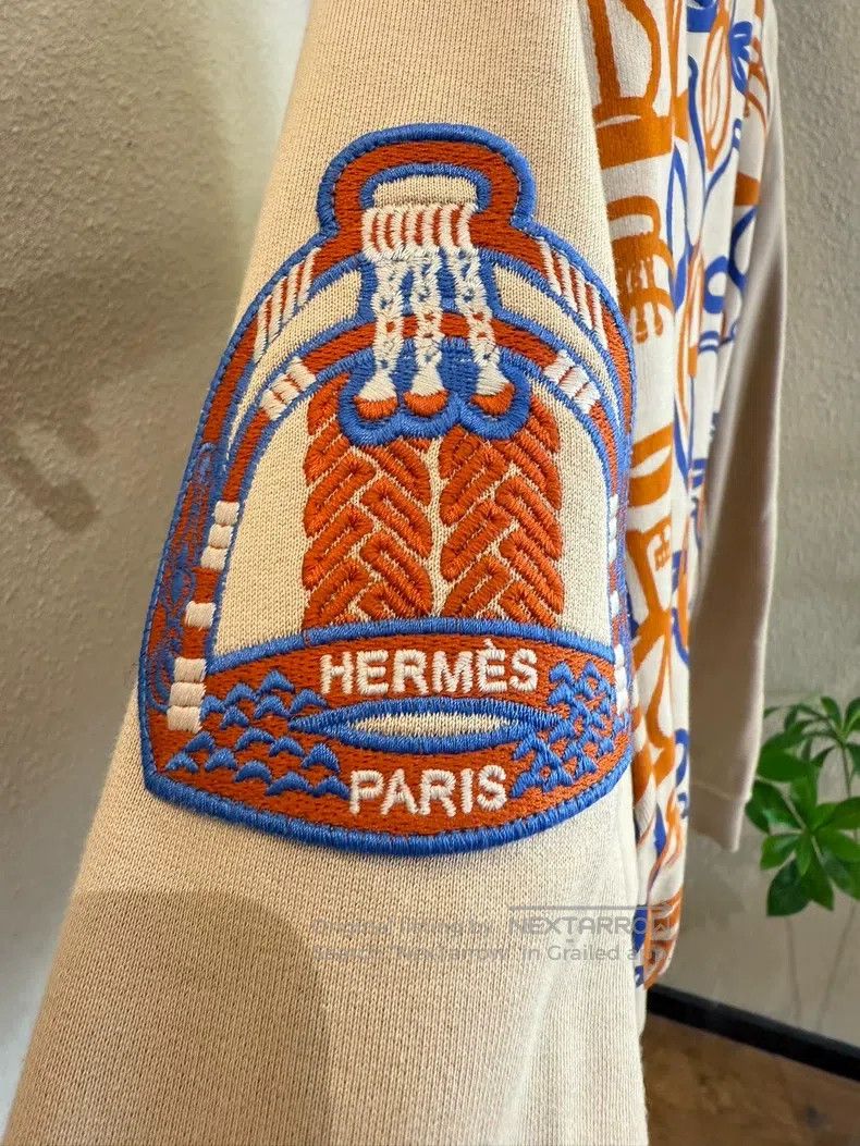 Hermes Hermes Stirrup Fantasy Print Baseball Jacket, Orange Zippe Size S / US 4 / IT 40 - 3 Thumbnail