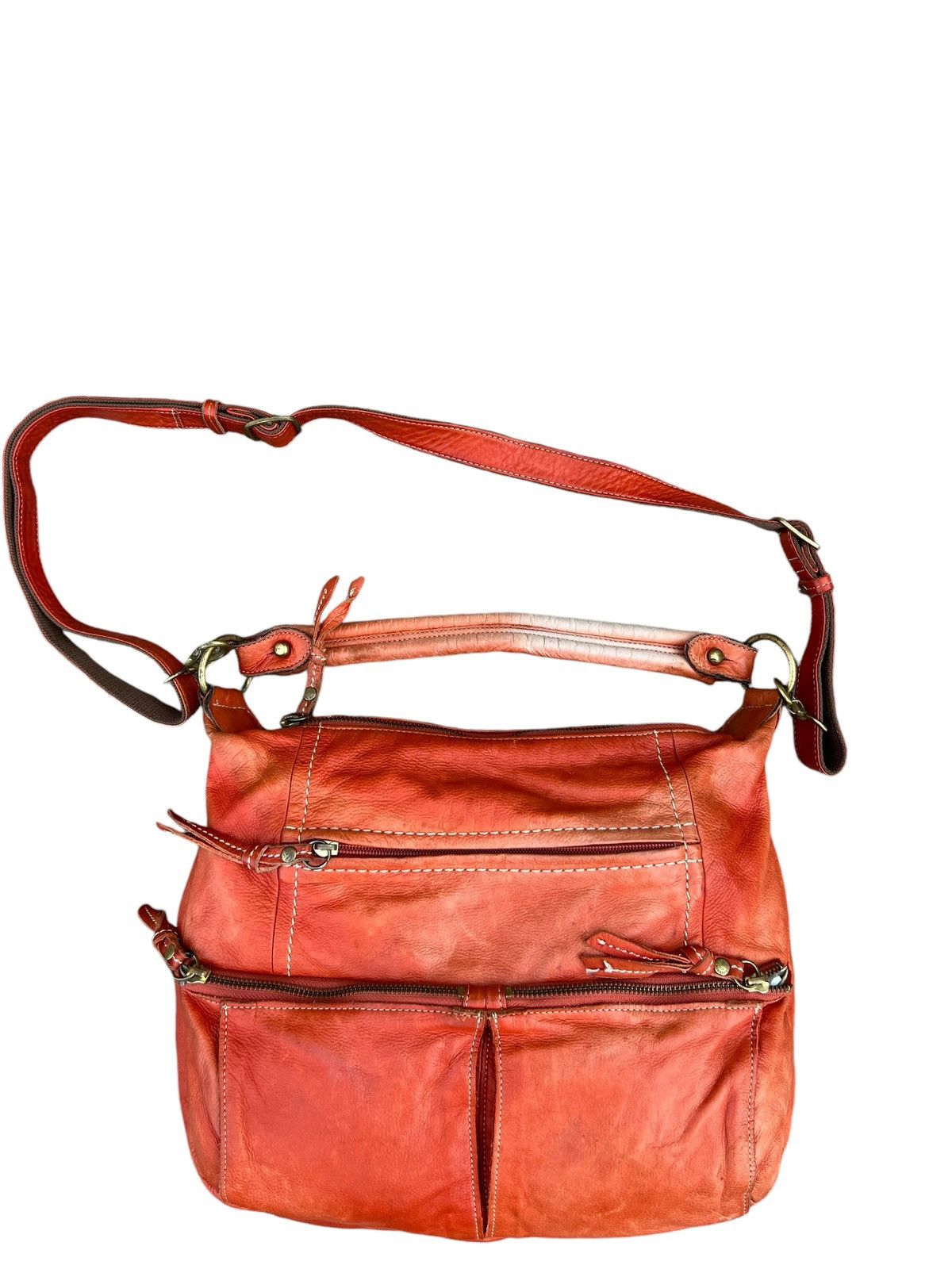 Leather Kissora Japan Sun Faded Patina Leather 2 Way Sling Bag Size ONE SIZE - 6 Thumbnail