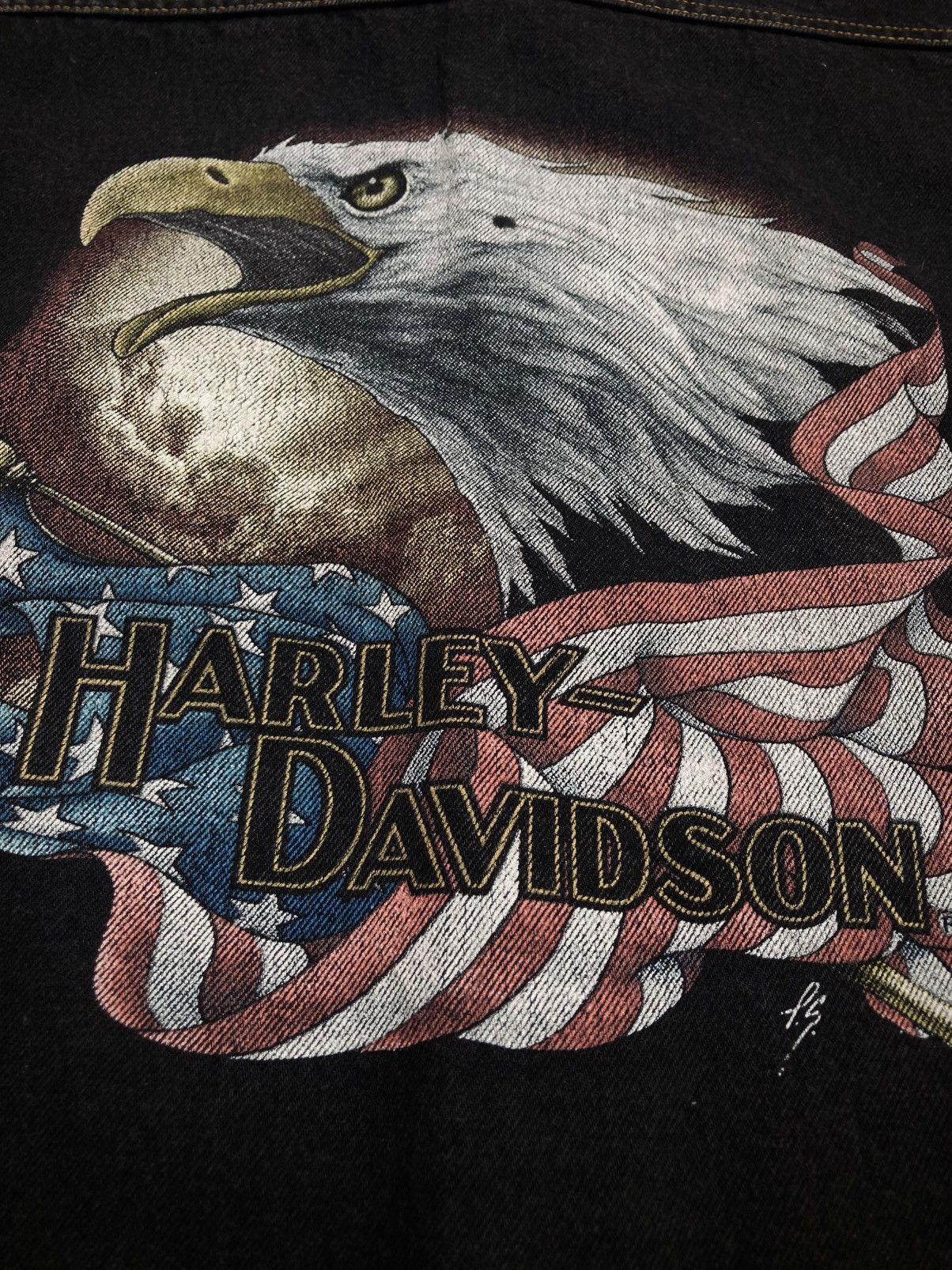 Harley Davidson Vintage Harley Davidson Denim Trucker Jacket Size US XL / EU 56 / 4 - 14 Thumbnail