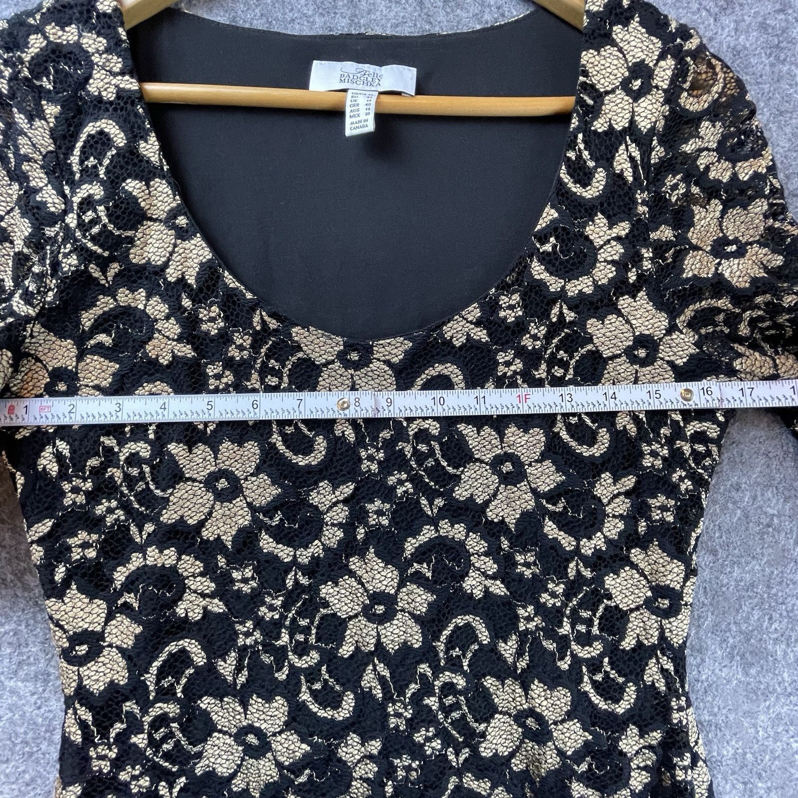 Badgley Mischka Belle Badgley Mischka Dress 10 Tan Black Lace Dark Romantic Size L / US 10 / IT 46 - 3 Thumbnail