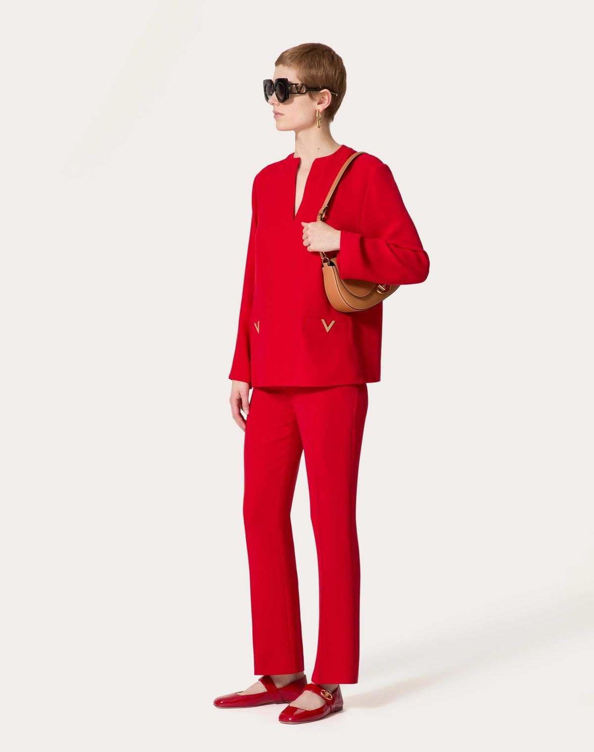 Valentino o1s1wg110525 Cady Couture Top in Red Size M / US 6-8 / IT 42-44 - 3 Thumbnail