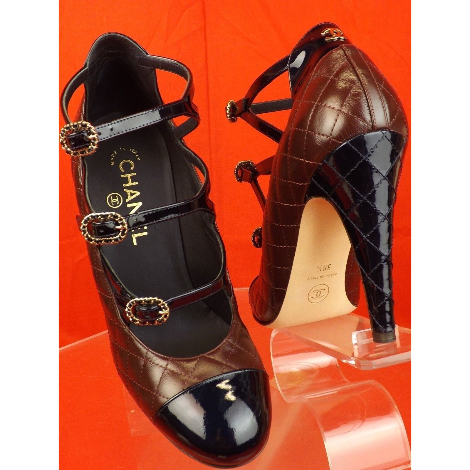 Chanel CHANEL G32403 BURGUNDY QUILTED LEATHER CC LOGO PUMPS 40.5 Size US 10.5 / IT 40.5 - 3 Thumbnail