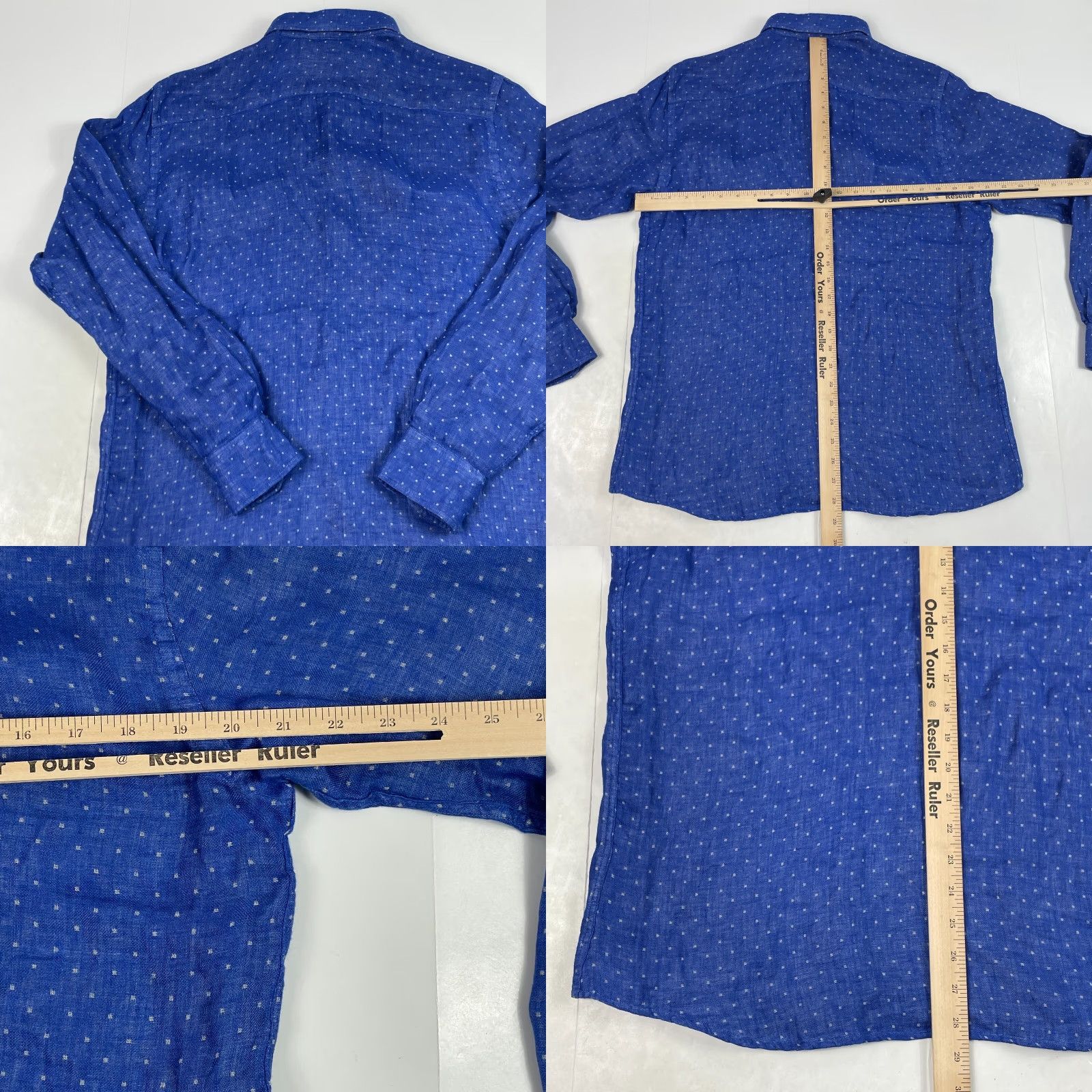 Vintage VINTAGE Iris Shirt Mens Medium Blue Linen Exotica Long Sleeve Button Up Dotted Squares Size US M / EU 48-50 / 2 - 8 Thumbnail
