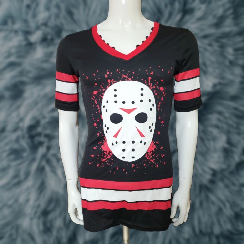 Vintage VINTAGE Friday the 13th Womens Jersey Shirt XS Jason Vorhees Black Horror T-Shirt Dress New Size XS / US 0-2 / IT 36-38 - 1 Thumbnail