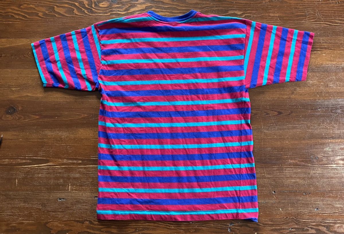 Lands' End Vintage 90’s Lands End Magenta Stripe Single Stitch Tee Size US M / EU 48-50 / 2 - 11 Thumbnail