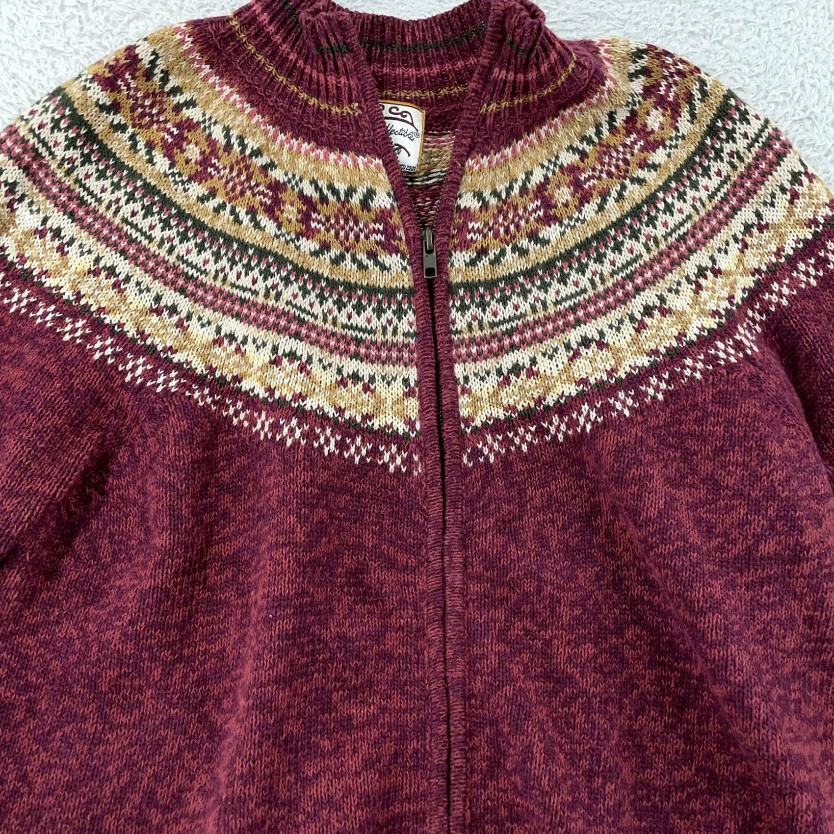Vintage VINTAGE Heirloom Collectibles Cardigan Sweater Womens XS ZIP Fair Isle Red Knit Long Sleeve Mock Neck Raglan Sleeve Full Zip Autumn Winter 90s Size XS / US 0-2 / IT 36-38 - 2 Thumbnail
