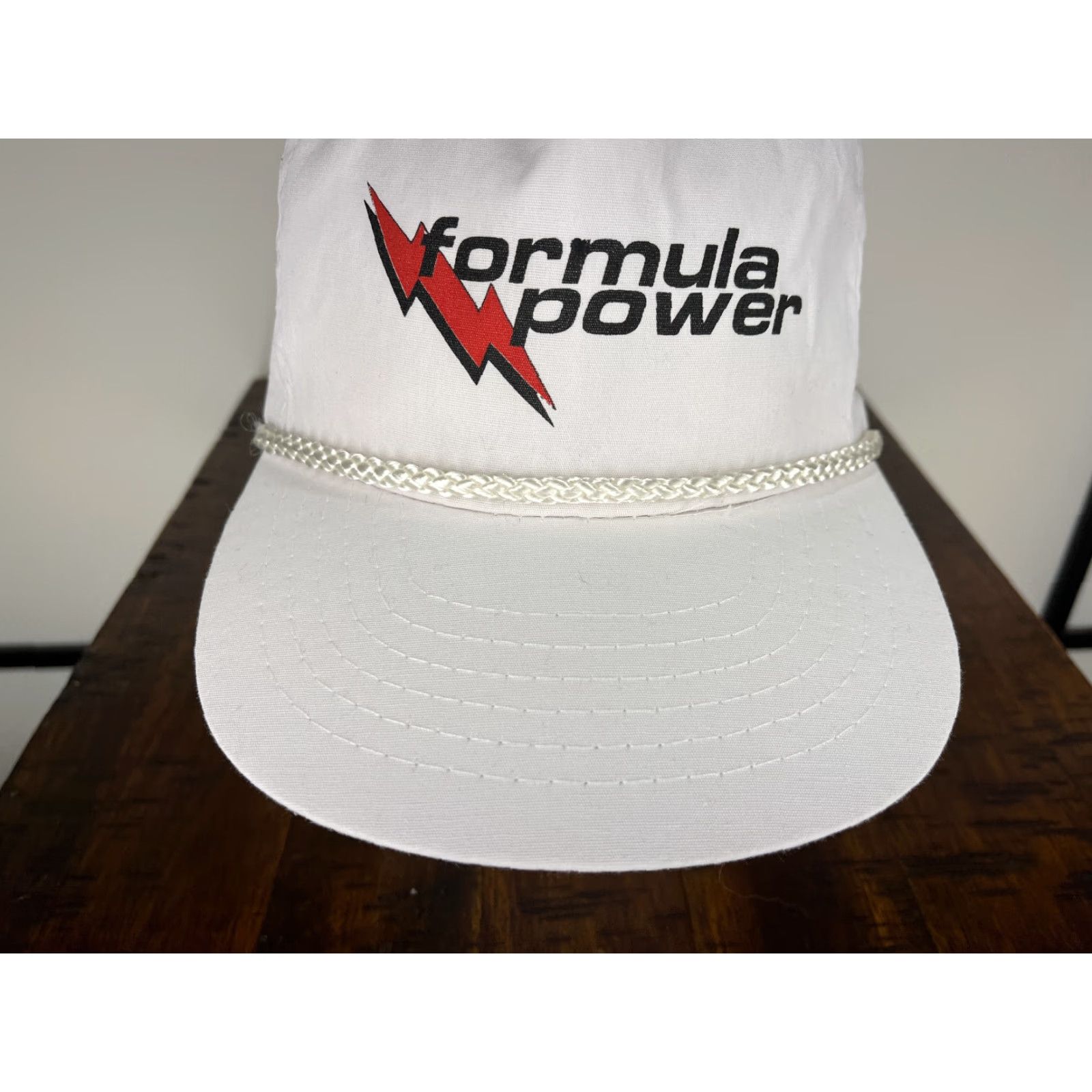 Vintage Formula Power Hat Cap Strap Back Adult One Size White Nylon 90s Look KC Collections Baseball Cap Men's Adjustable Lightweight Hair-Screw Rope Fashion Size ONE SIZE - 3 Thumbnail