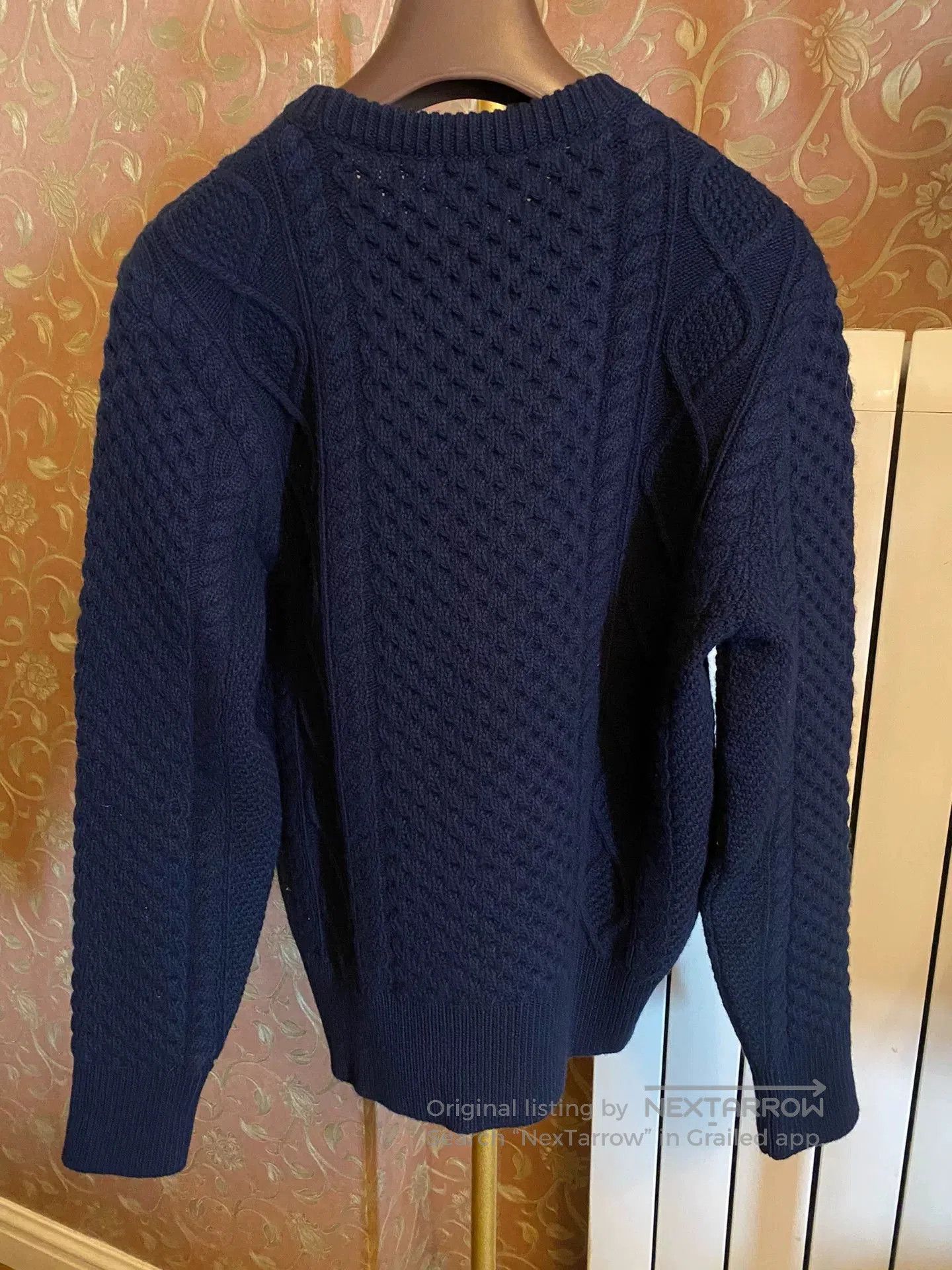 Bally BALLY Dark Blue Cable-Knit Wool Sweater. Size US S / EU 44-46 / 1 - 3 Thumbnail