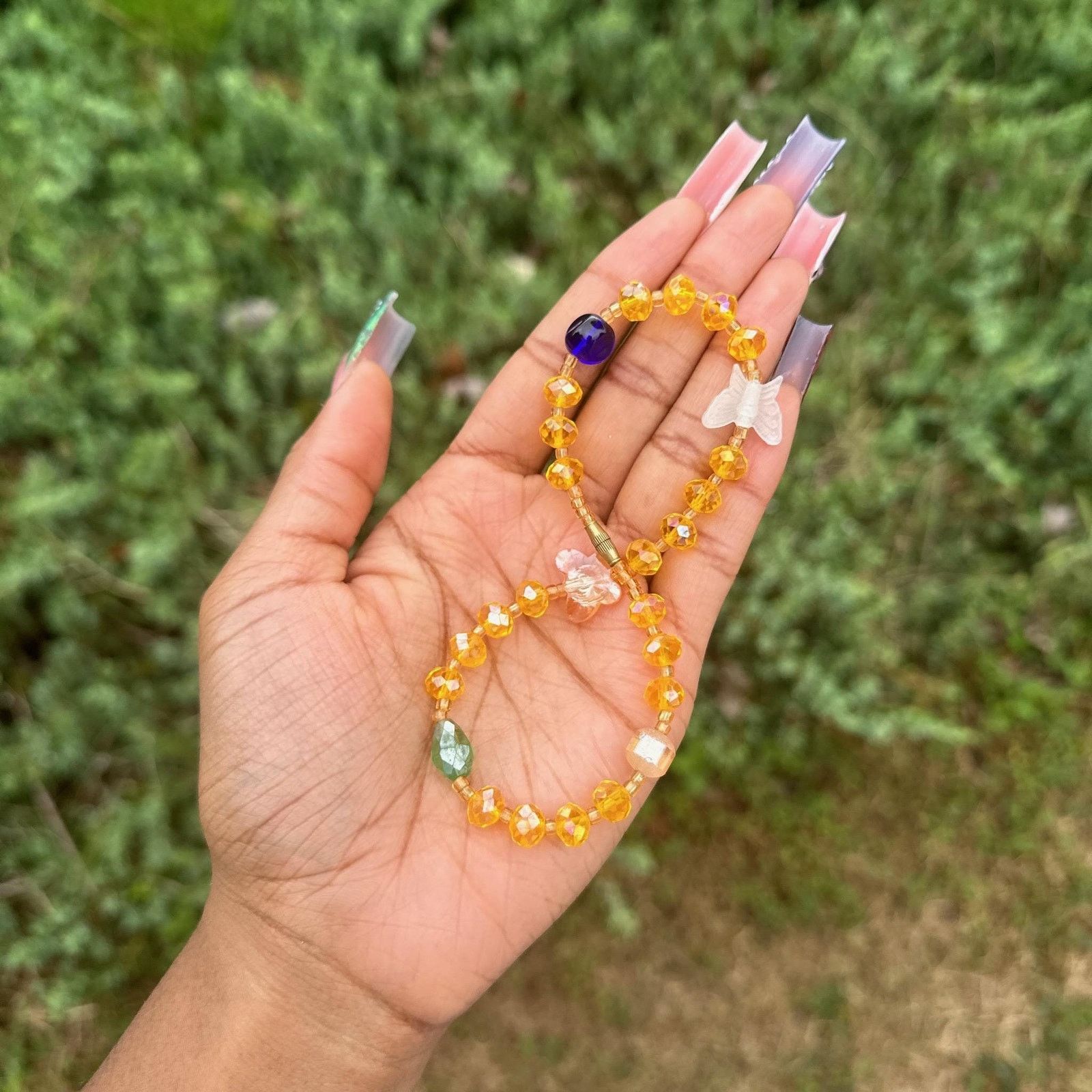 Handmade Gold yellow butterfly medium beaded African anklet Size ONE SIZE - 1 Preview