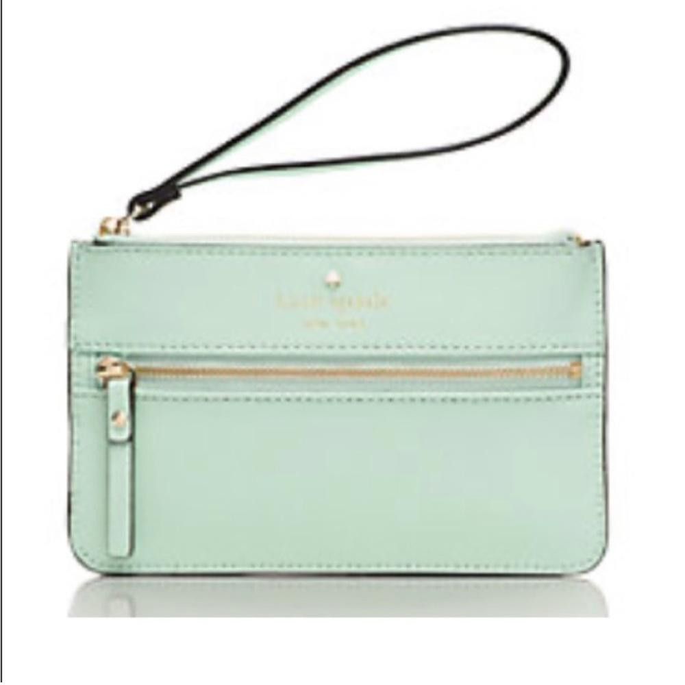 Designer Kate Spade Mikas Pond Bee Wristlet Mint Mojito Green Size ONE SIZE - 1 Thumbnail