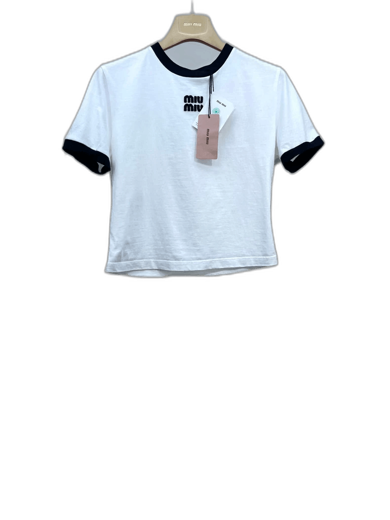 Miu Miu Black and White Color Block Tshirt -2505