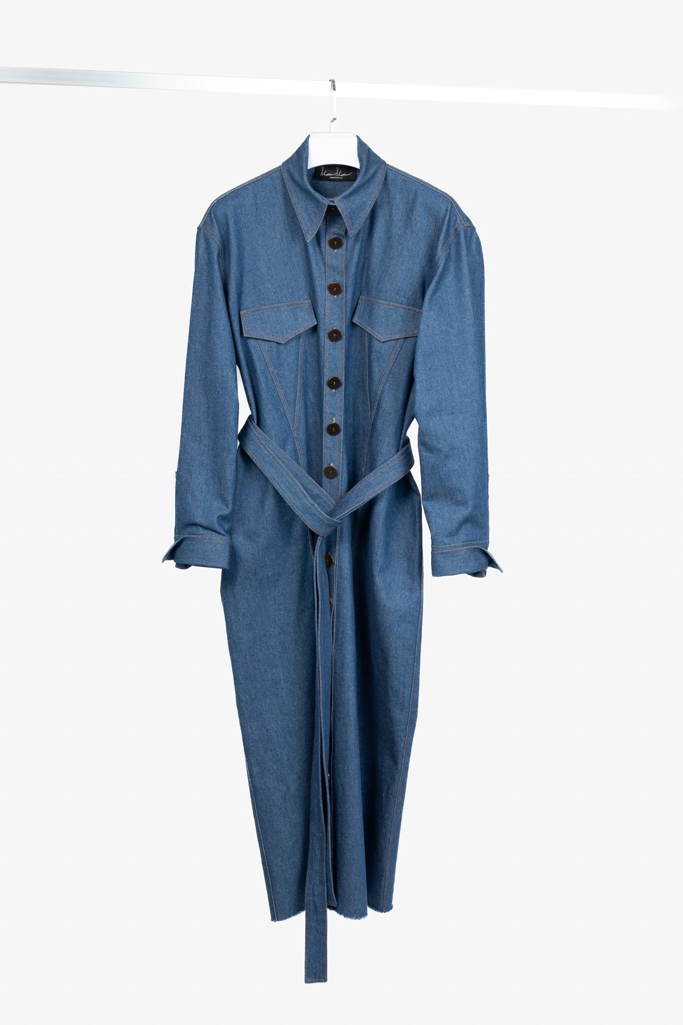 Other Marmar Halim Blue Denim Buttoned Belted Shirt Dress Size XL / US 12-14 / IT 48-50 - 1 Thumbnail
