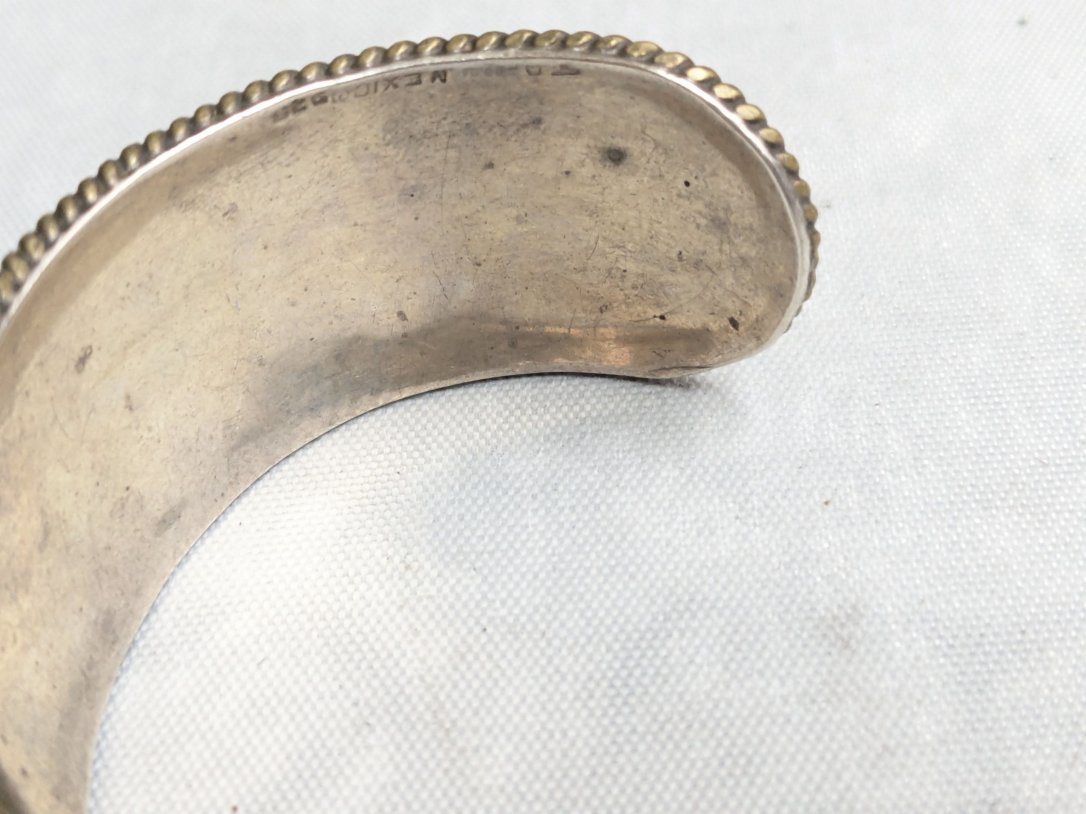 Jewelry Vintage Sterling Silver Cuff Bracelet 5.75" Mexico Two Tone Size ONE SIZE - 7 Thumbnail