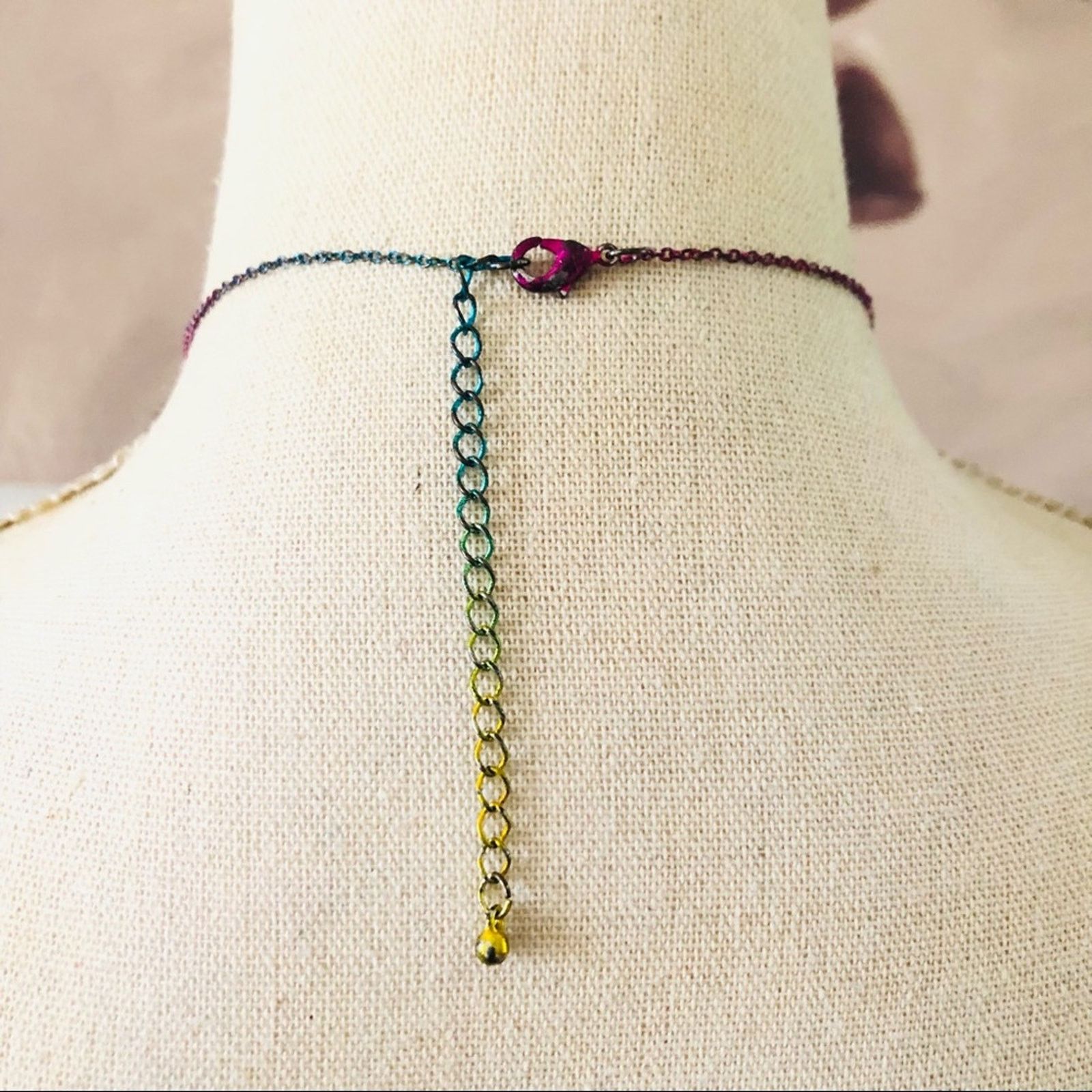 Jewelry Rainbow monogram initial “R” pendant on chain necklace Size ONE SIZE - 4 Thumbnail