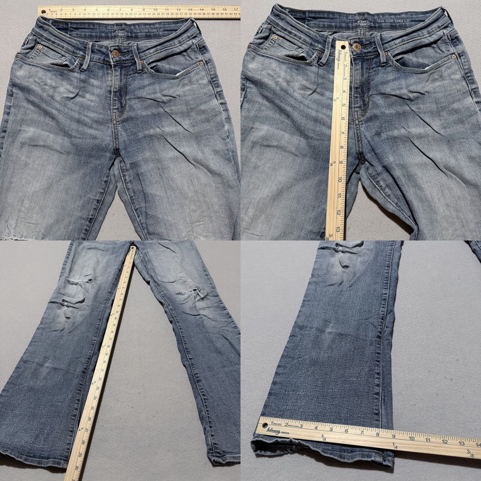 Levi's Levi's Signature by Levi Strauss Jeans Women Blue Distressed Mid-Rise Bootcut 6 Jeans Size 28" / US 6 / IT 42 - 9 Thumbnail