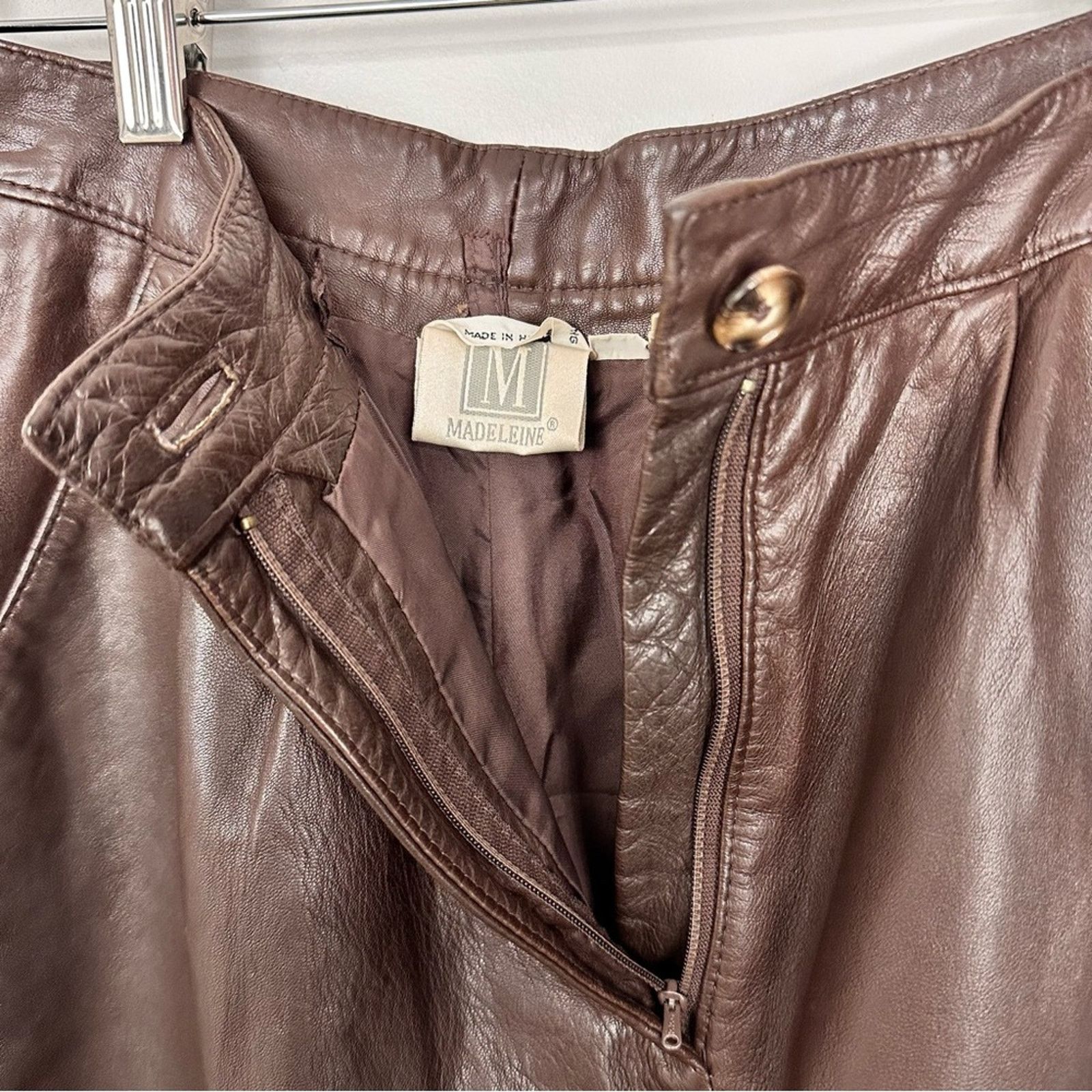 Other Madeleine Leather Brown Triple Pleated High Waist Trouser 4 Size 27" / US 4 / IT 40 - 6 Thumbnail