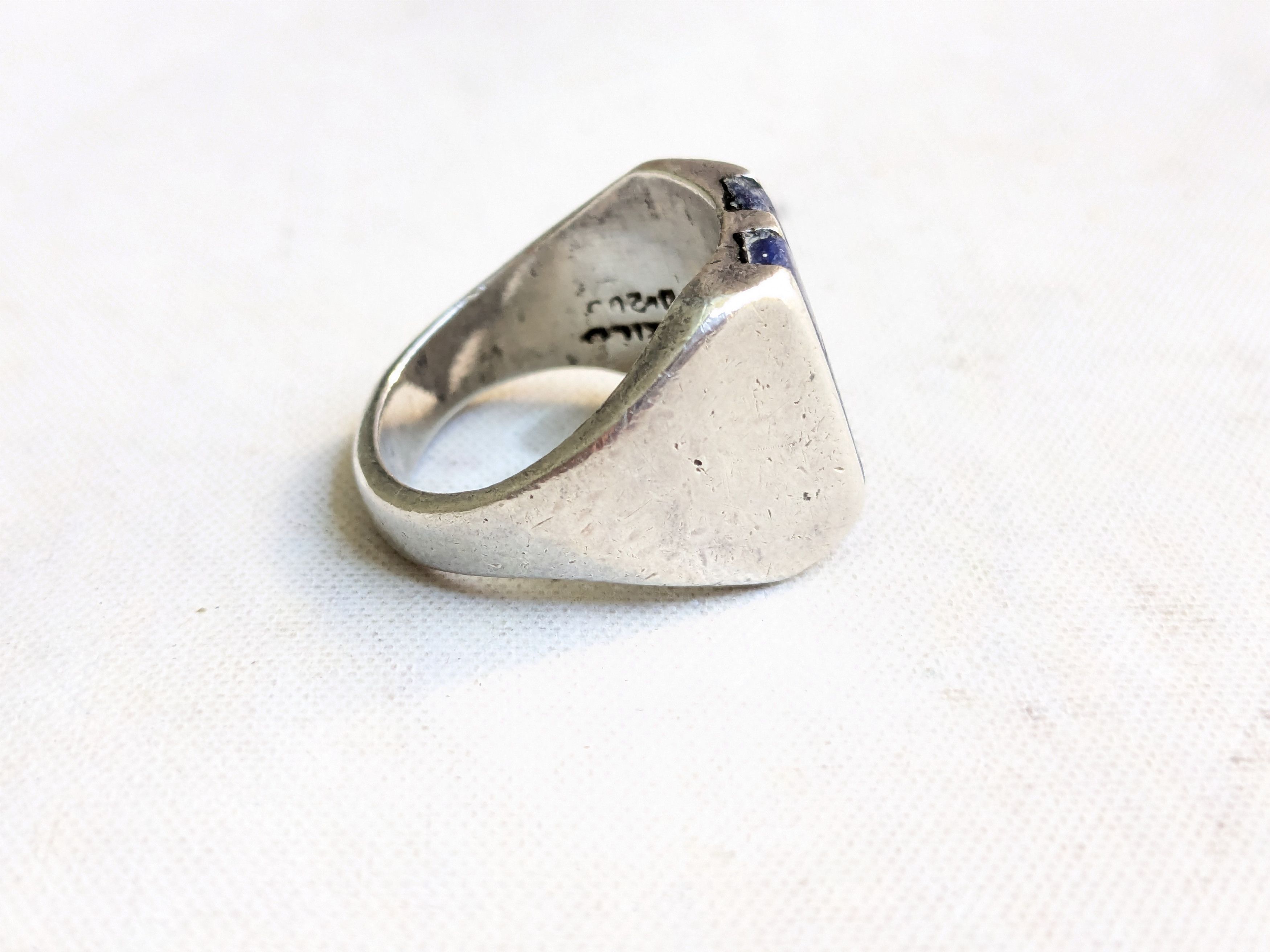 Jewelry Vintage Sterling Silver Ring Sodalite Taxco 9.75 Mexico Size ONE SIZE - 5 Thumbnail