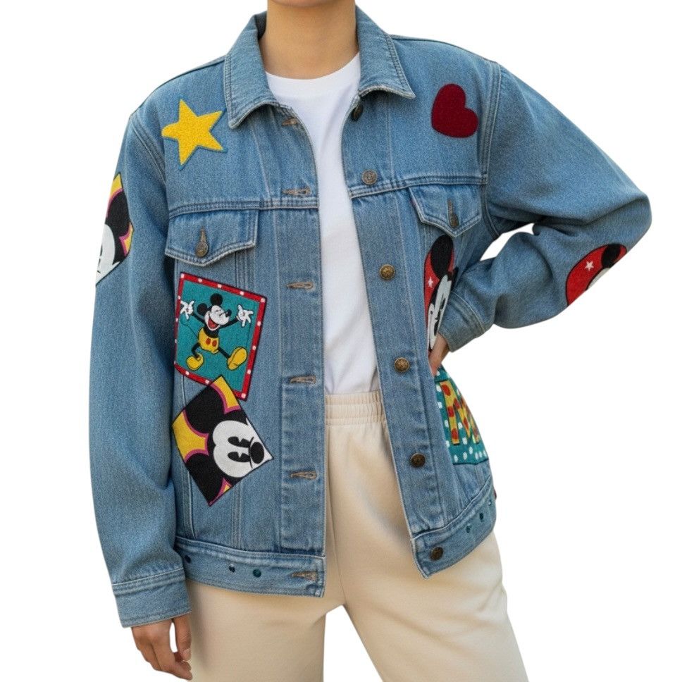 Disney Vintage Disney & Co. Mickey Mouse theme patched denim jacket Size S / US 4 / IT 40 - 1 Thumbnail