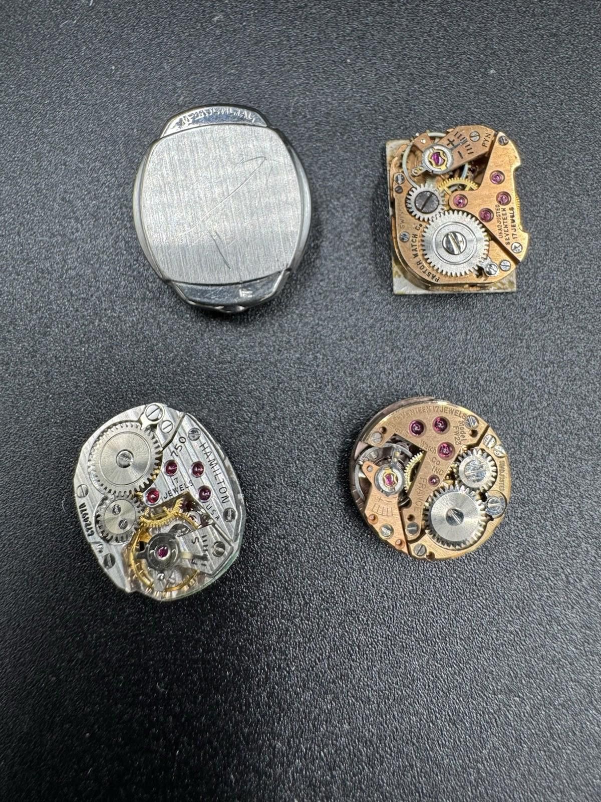 The Unbranded Brand Watch Movements Lot of 4 Hamilton Benrus Riviera Hoga 17J Size ONE SIZE - 6 Thumbnail