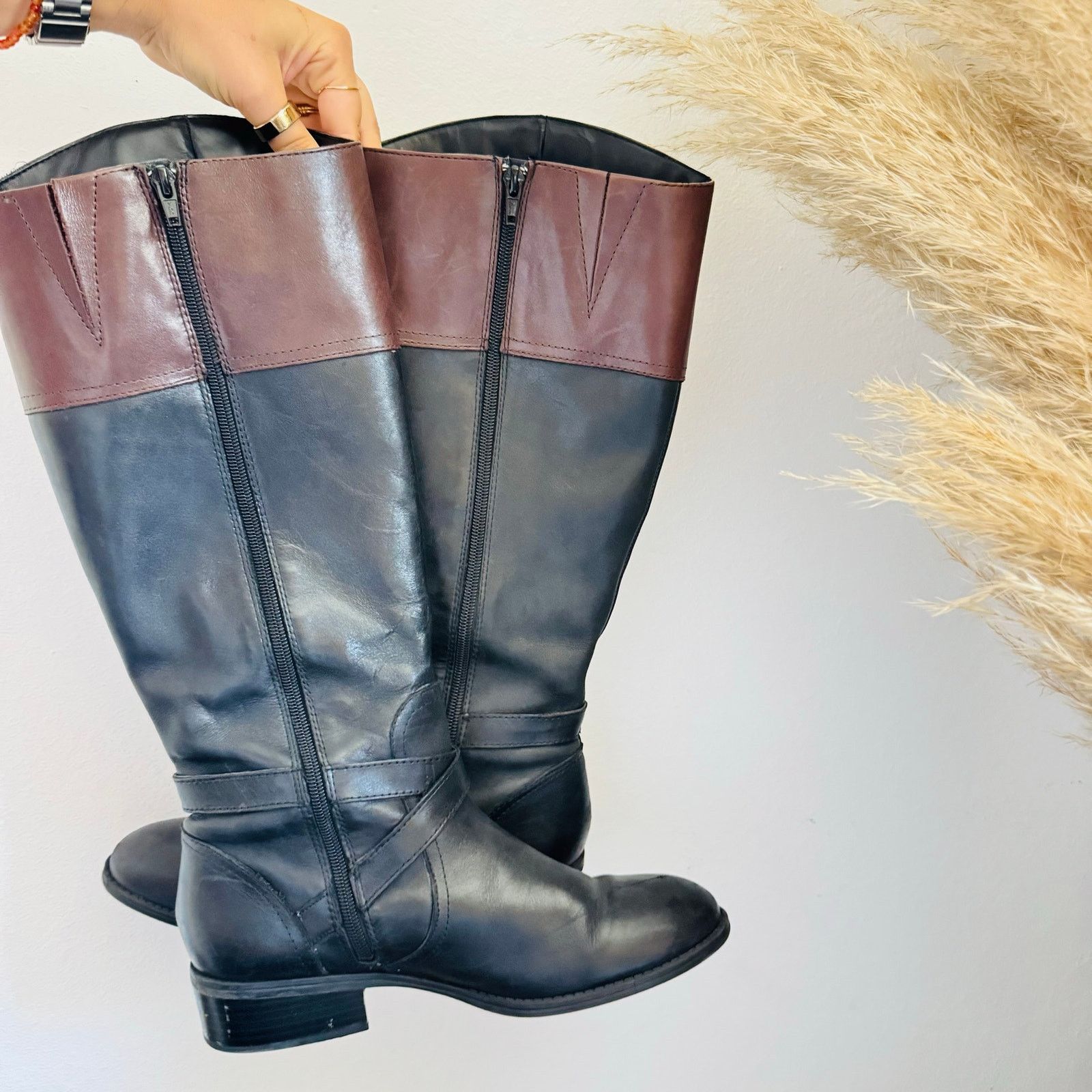 Ralph Lauren RALPH LAUREN Black Brown Leather Knee High $225 Menna Boot 9 Size US 9 / IT 39 - 7 Thumbnail