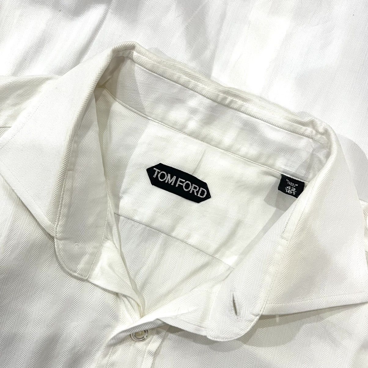 Tom Ford TOM FORD Classic White Cotton Long Sleeve Shirt Size US XS / EU 42 / 0 - 5 Thumbnail