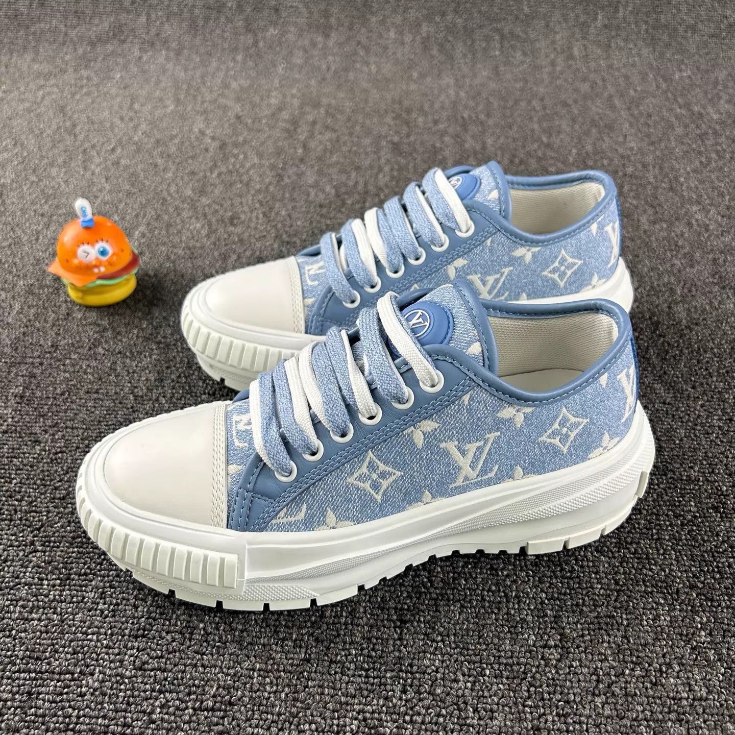 Louis Vuitton LV blue Monogram women's 35 sneakers Size US 4.5 / IT 34.5 - 1 Thumbnail