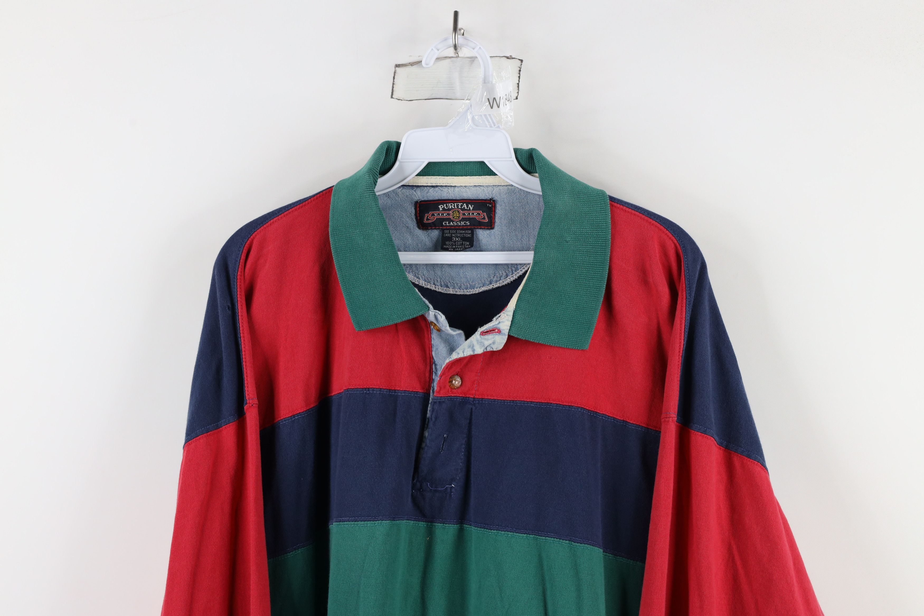Vintage Vintage 90s Streetwear Block Long Sleeve Rugby Polo Shirt Size US XXL / EU 58 / 5 - 2 Thumbnail