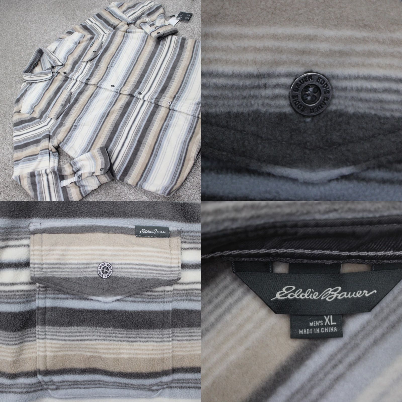 Eddie Bauer Eddie Bauer Chutes Shirt Jacket Ivory Striped XL Mens NWT L/S Button Shacket Coat Quilted Pocket Col lars Size US XL / EU 56 / 4 - 8 Thumbnail
