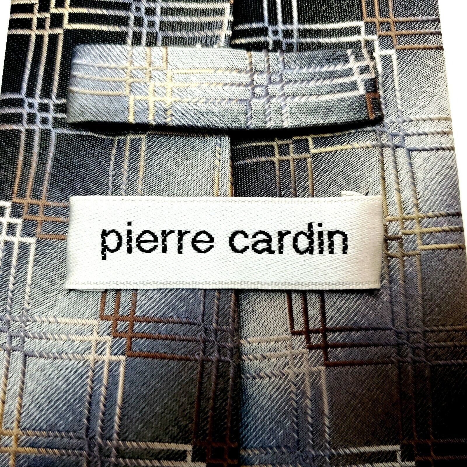 Pierre Cardin Pierre Cardin Silk Tie Woven Gray Geometric Classic Size ONE SIZE - 3 Thumbnail