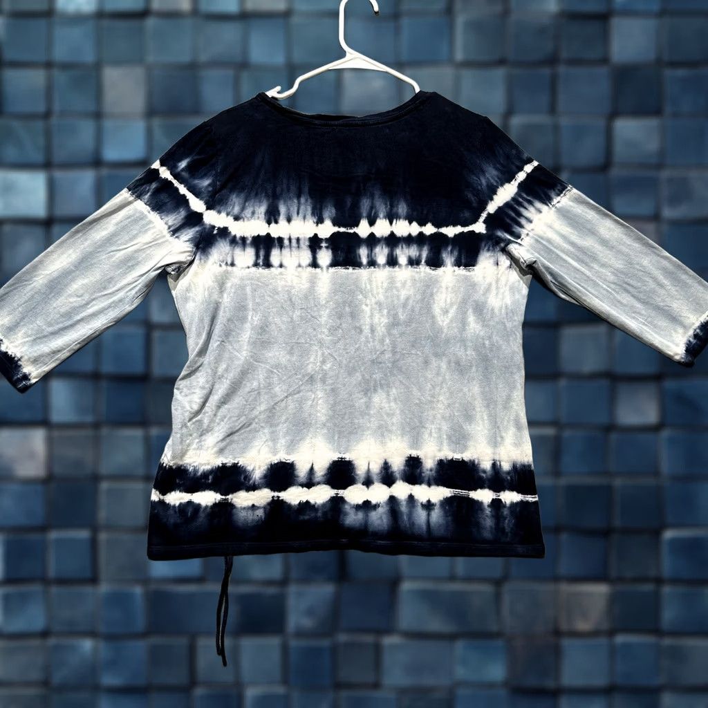 Vintage Chico's Tunic Shirt Womens 12/14 Tie Dye Blue White Drawstring Cinch Waist 3/4 Sleeve Size XL / US 12-14 / IT 48-50 - 1 Thumbnail
