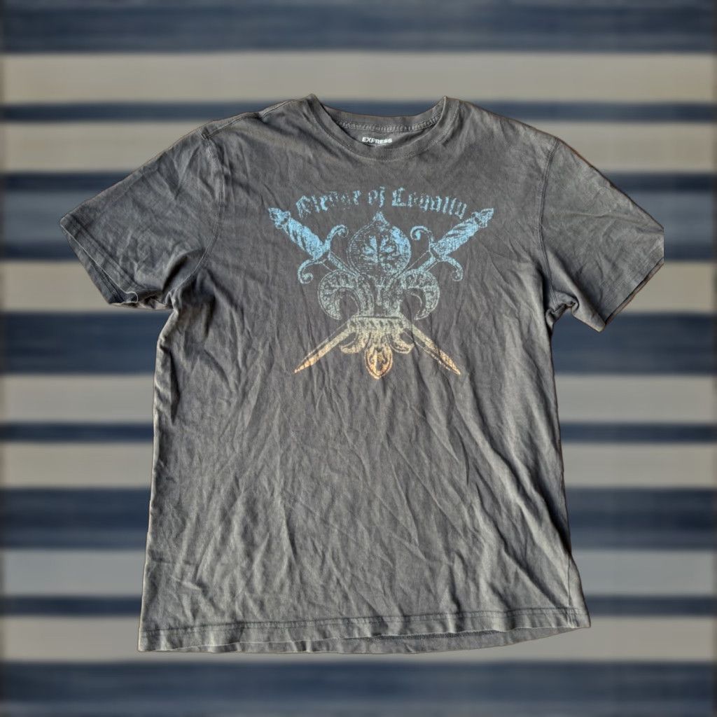 Express VINTAGE Express T-Shirt Grunge Skull Cyber Large Gray Cotton Men XS? Size US L / EU 52-54 / 3 - 1 Thumbnail