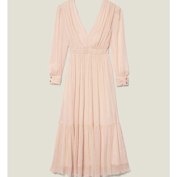 Sandro Sandro Paris Chaireen Metallic Georgette Gathered Maxi Dress Size XS / US 0-2 / IT 36-38 - 2 Thumbnail