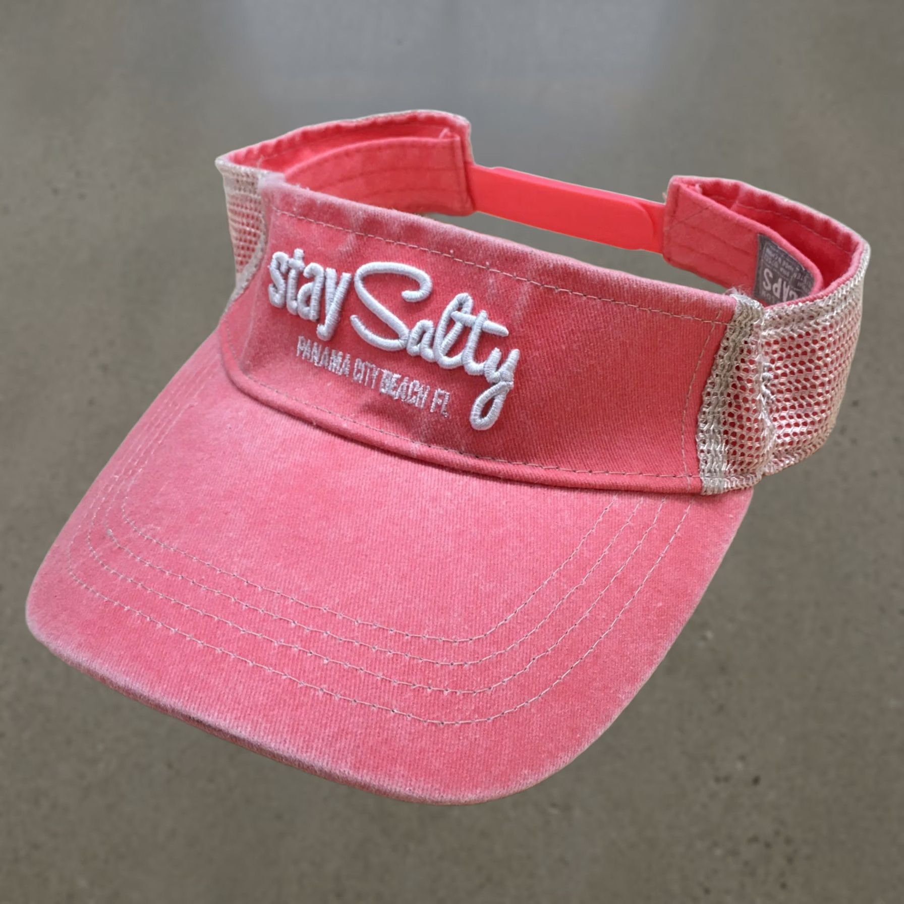 Vintage DK Caps Visor Hat Womens Pink One Size Embroidered Logo Stay Salty Curved Brim Size ONE SIZE - 1 Thumbnail
